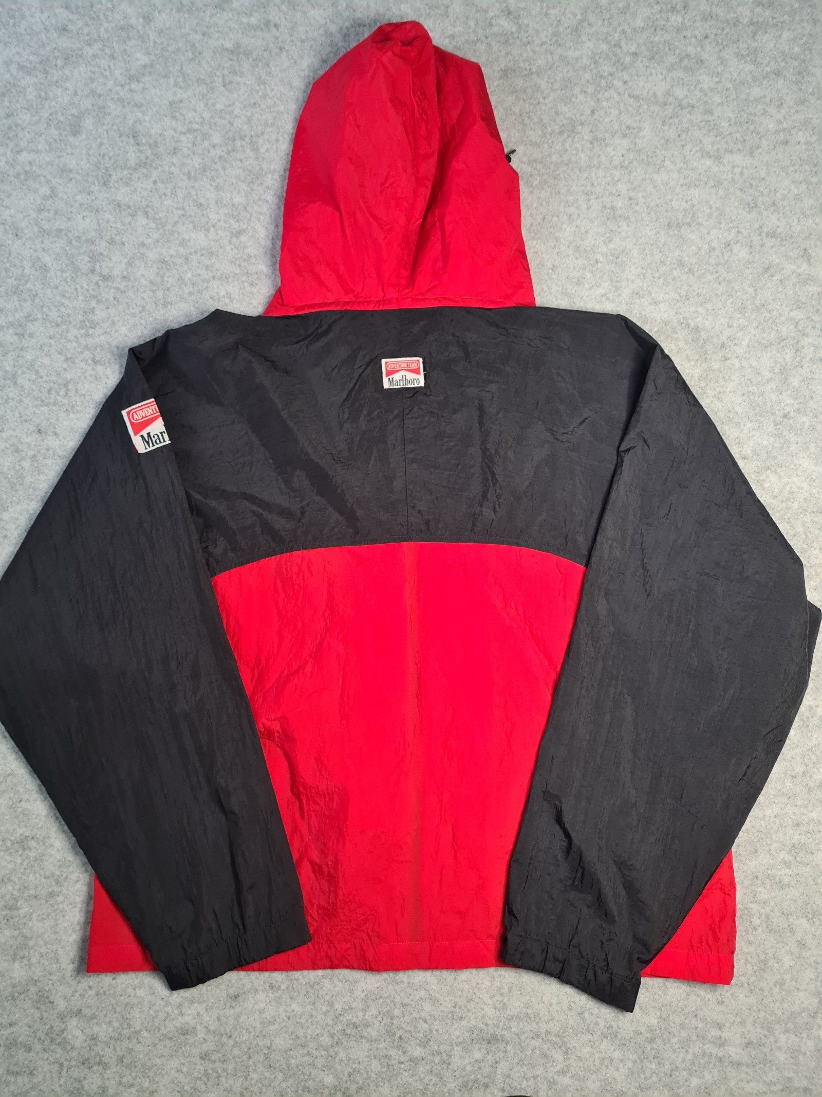 Marlboro Red Black Windbreaker Jacket With Hood Large image 6