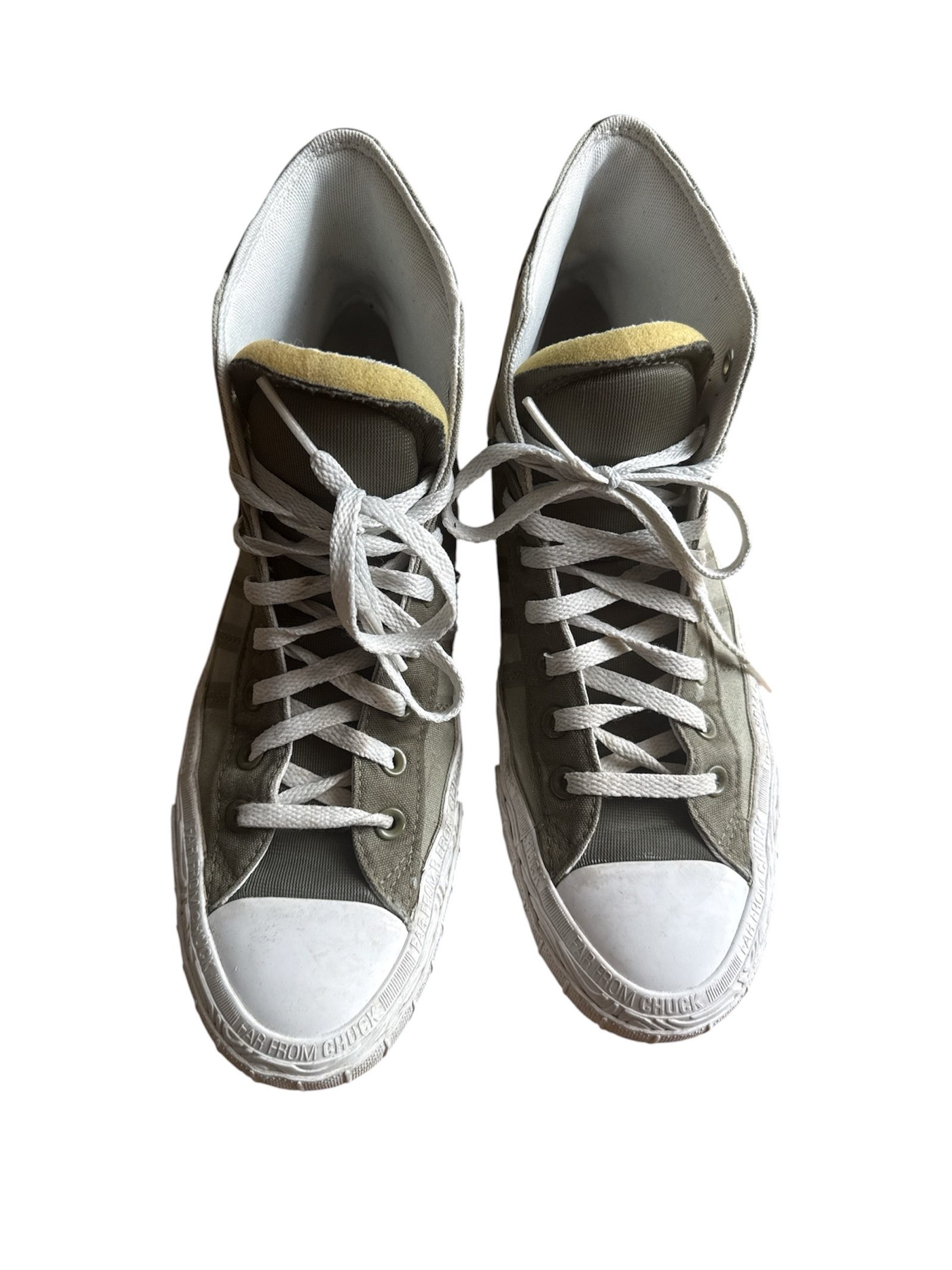 Converse Unisex Olive Green & White High-Top Textile Sneakers UK 10