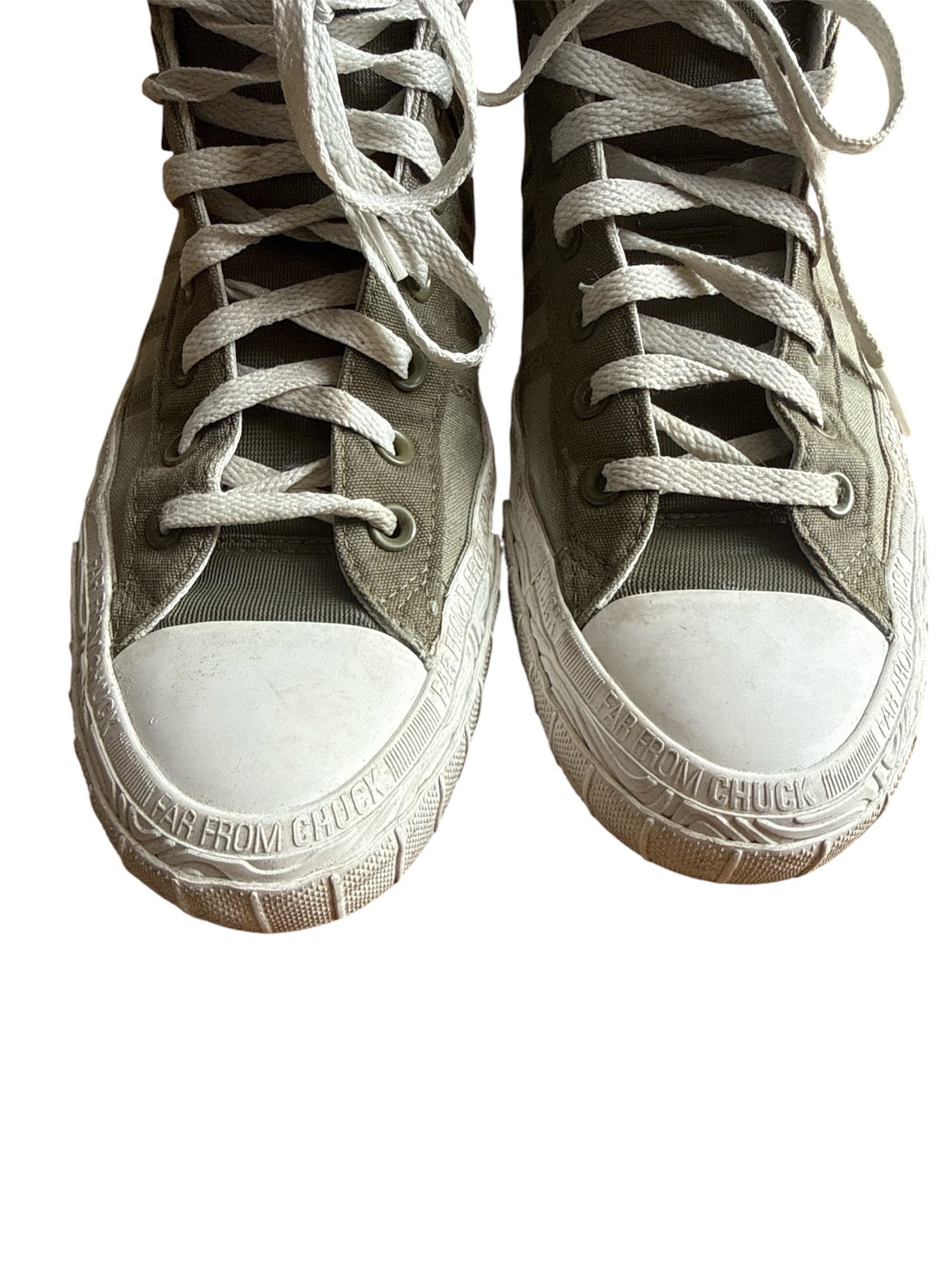 Converse Unisex Olive Green & White High-Top Textile Sneakers UK 10 image 2