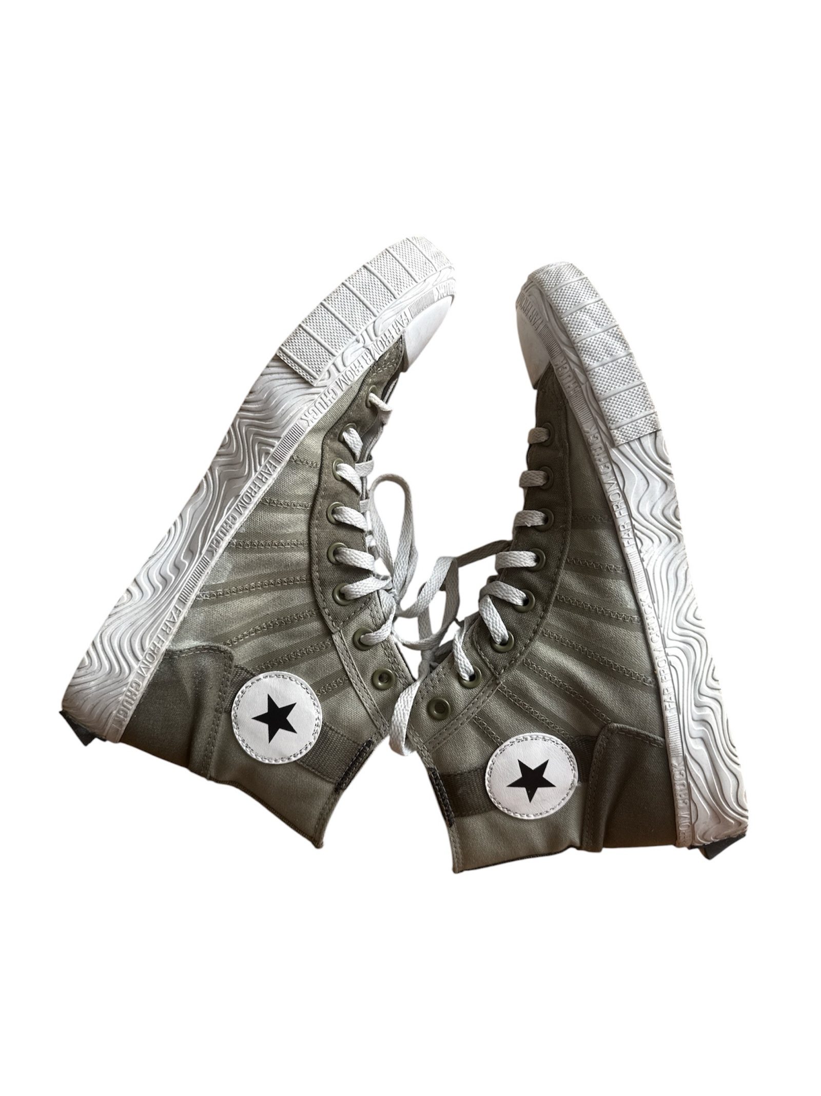 Converse Unisex Olive Green & White High-Top Textile Sneakers UK 10 image 4
