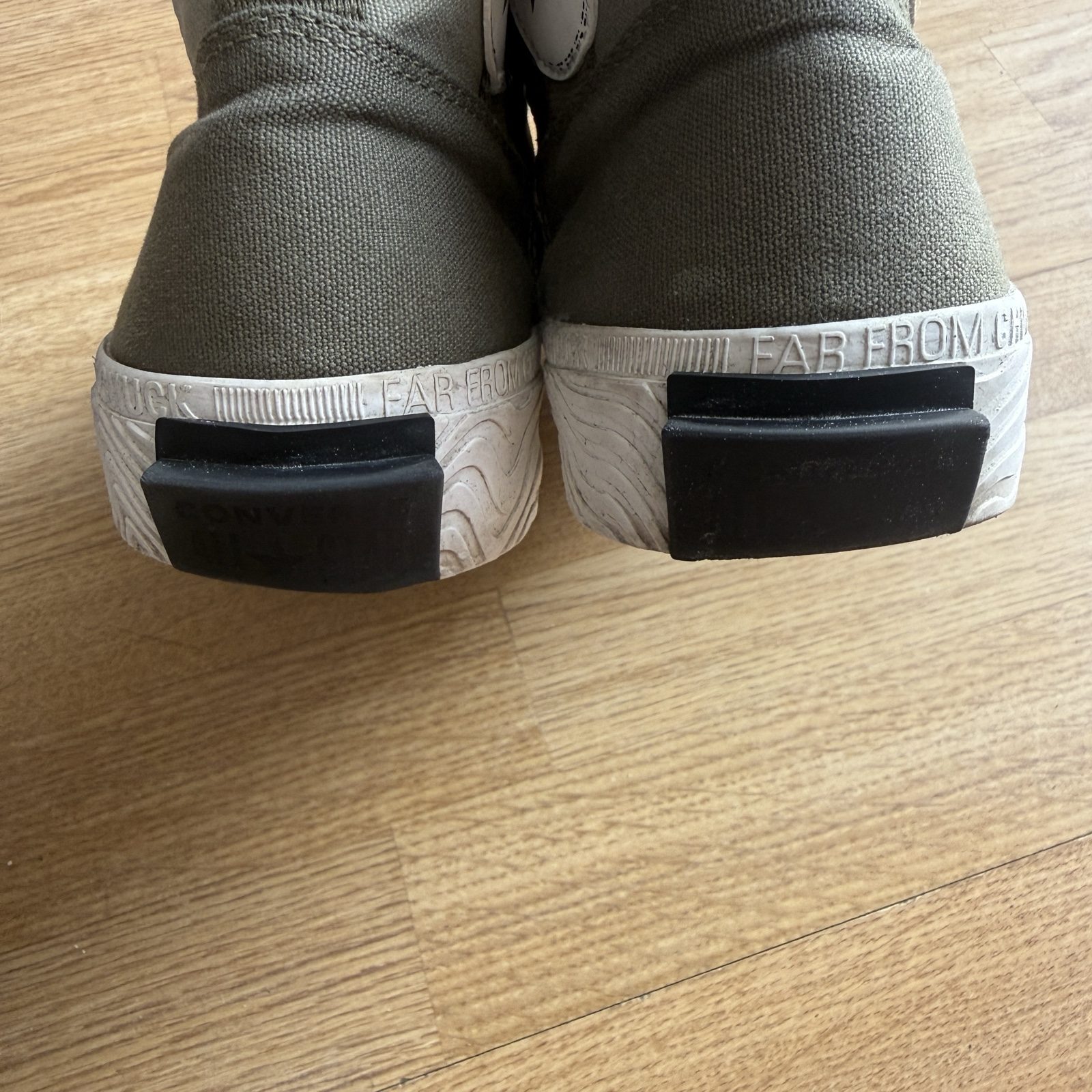 Converse Unisex Olive Green & White High-Top Textile Sneakers UK 10 image 7