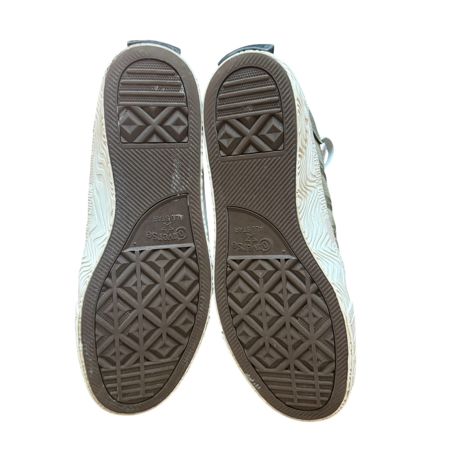 Converse Unisex Olive Green & White High-Top Textile Sneakers UK 10 image 8
