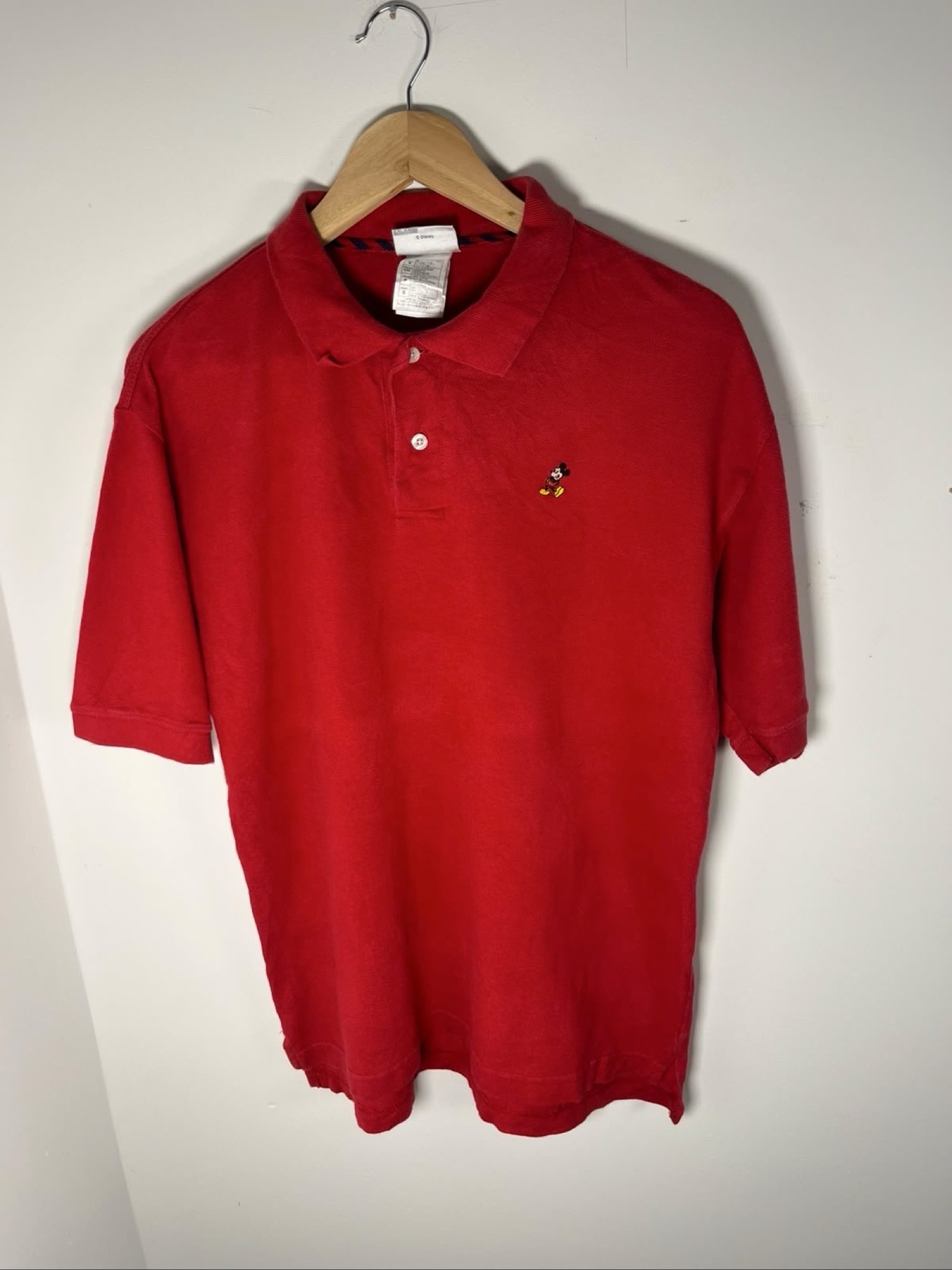 Walt Disney World Red Mickey Mouse Embroidered Polo Shirt Small Cotton