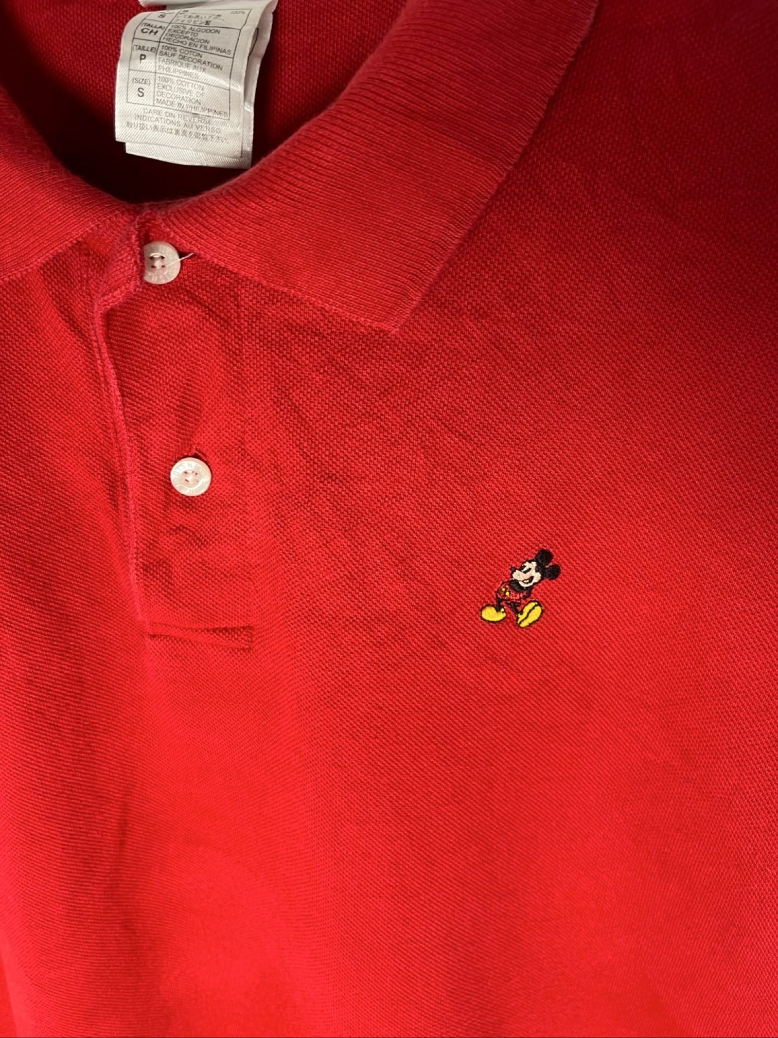 Walt Disney World Red Mickey Mouse Embroidered Polo Shirt Small Cotton image 2