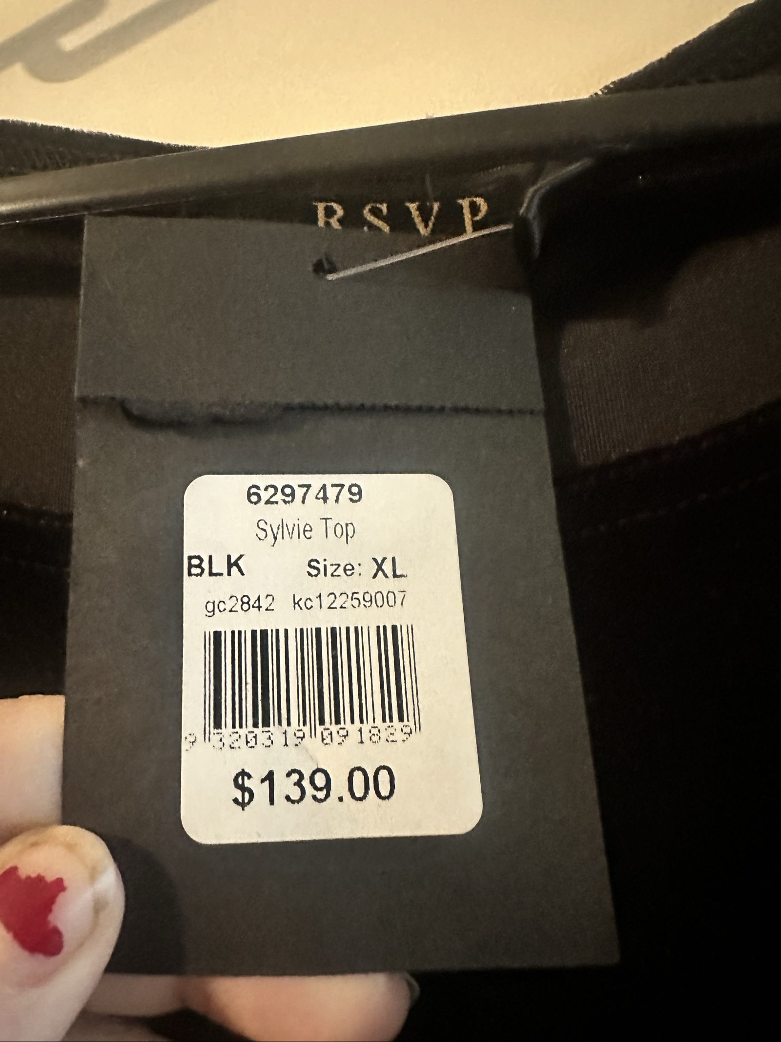 Perri Cutten Women's Black Velvet Sylvie Top XL image 3