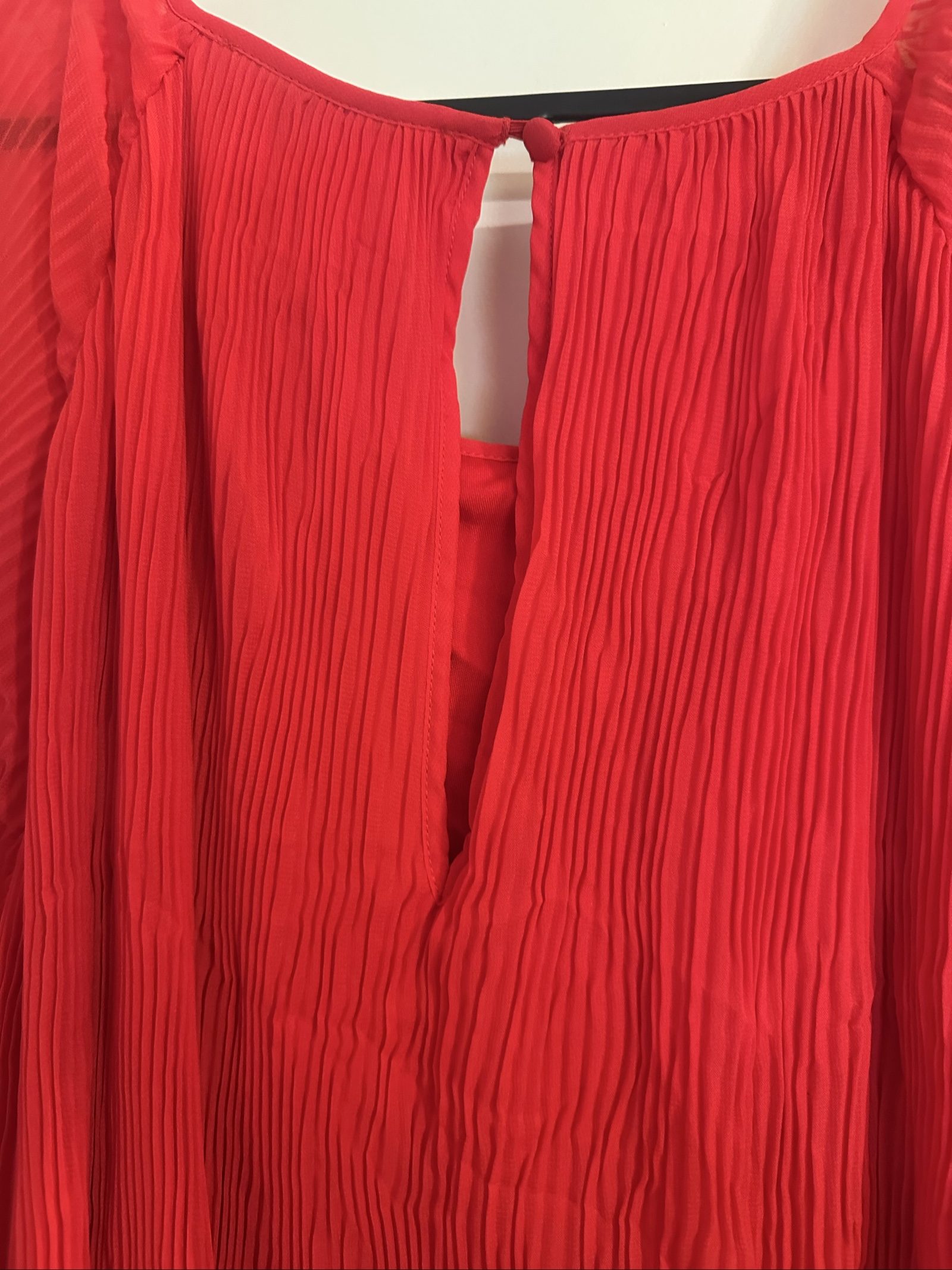 Jane Lamerton Red Pleated Cold Shoulder Dress Size 16 image 5