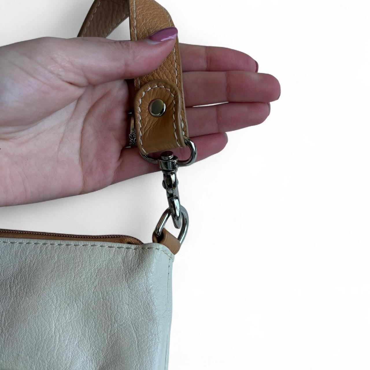 Grey woven leather shoulder bag with tan trim and tassel image 9