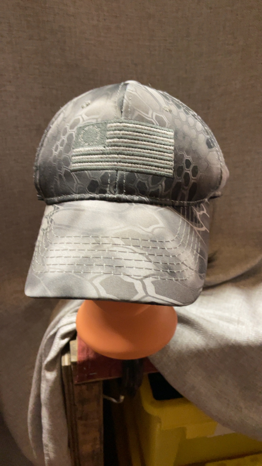 Outdoor Cap Camo Grey US Flag Patch Adjustable Baseball Cap One Size
