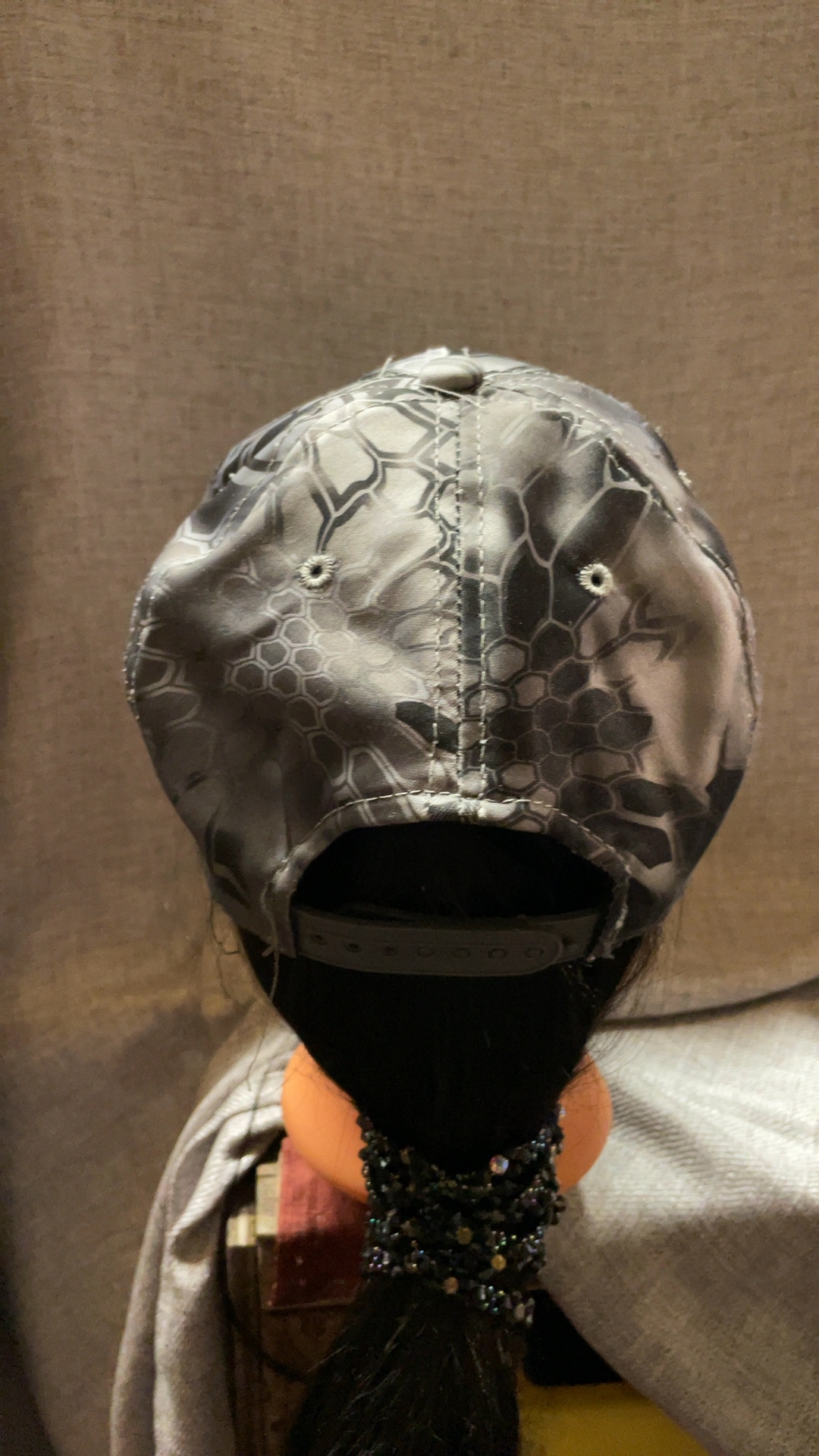 Outdoor Cap Camo Grey US Flag Patch Adjustable Baseball Cap One Size image 3