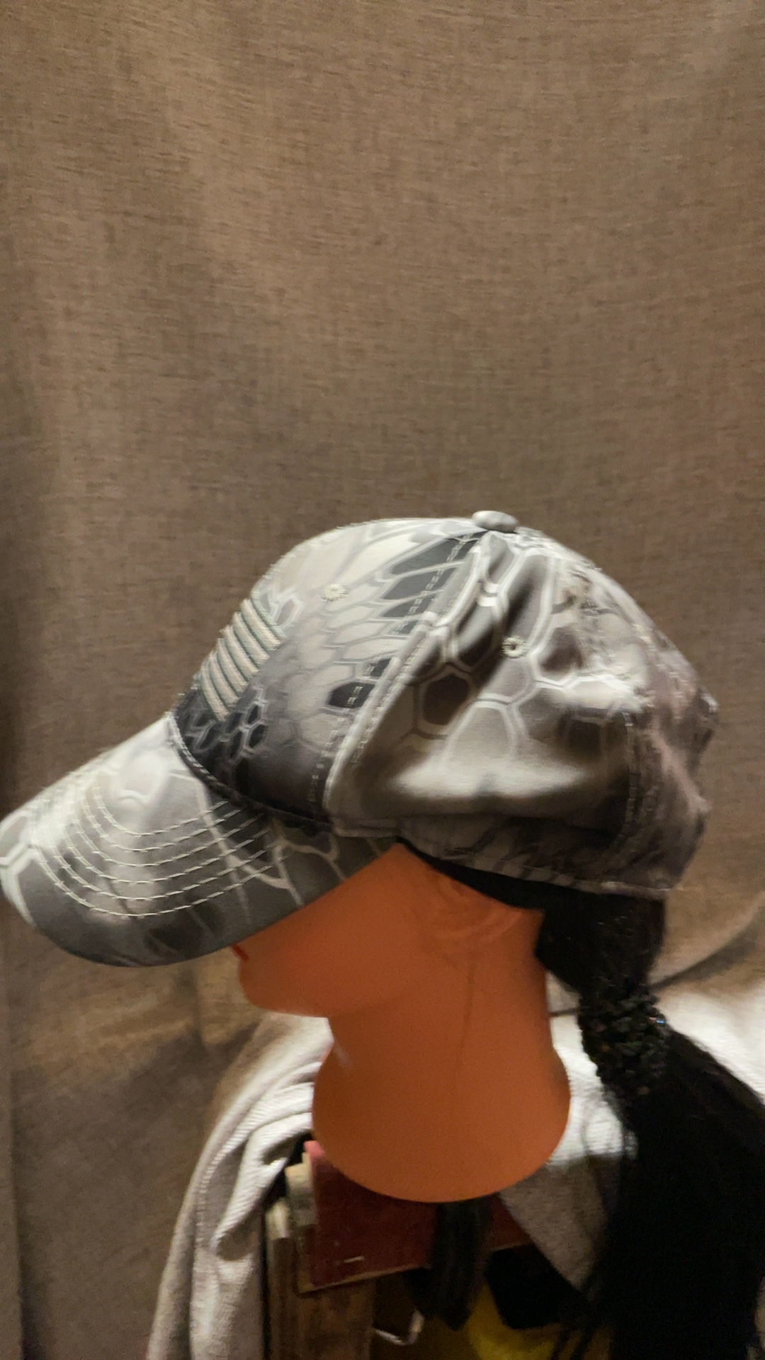 Outdoor Cap Camo Grey US Flag Patch Adjustable Baseball Cap One Size image 4