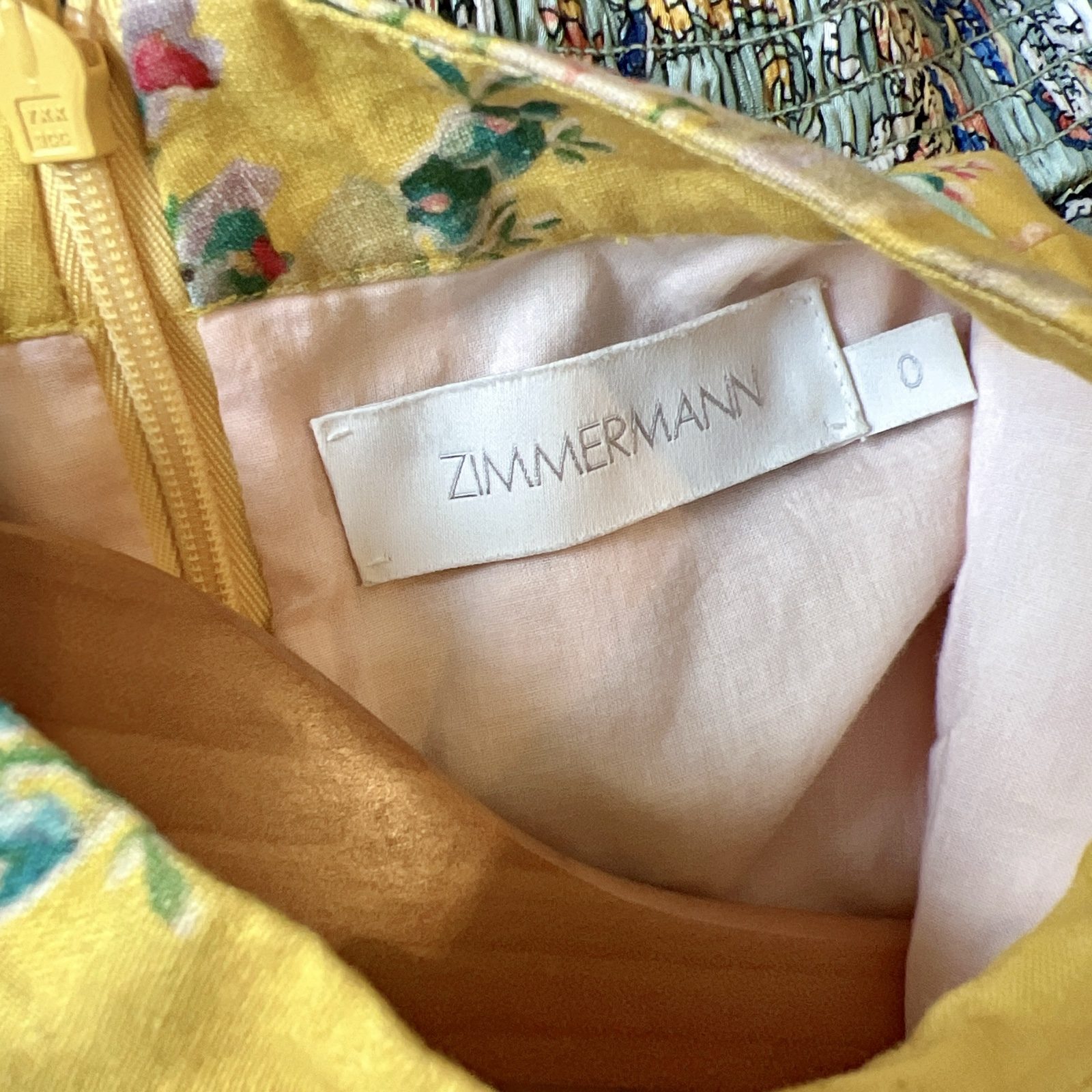 Zimmermann Zinnia Cut Out Bow Mini Dress 0 / AU 8 / US 4 Yellow Floral Sleeves image 4