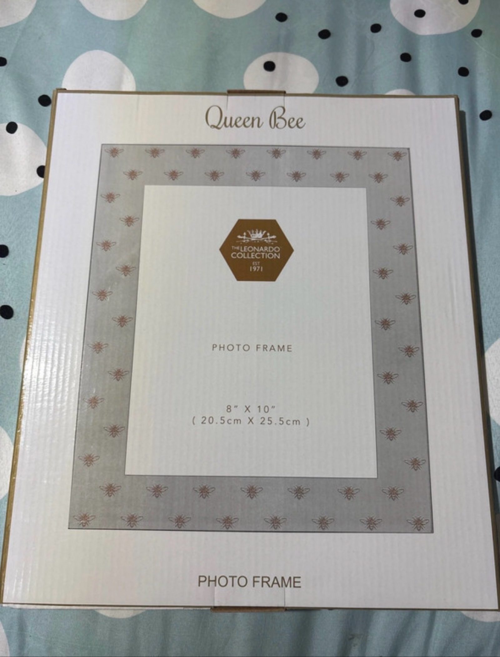 Queen Bee Grey Bee Pattern Photo Frame 8x10"