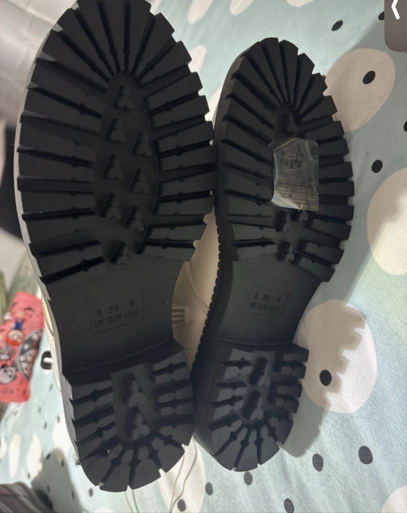 White Combat Ankle Boots UK 6 Black Sole image 3
