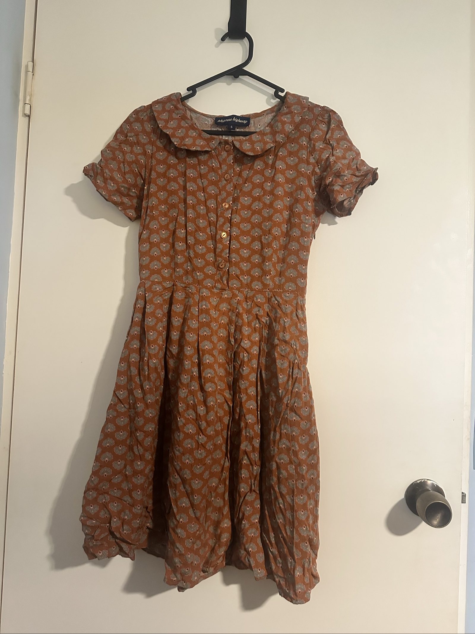 Princess Highway Orange & Blue Floral Short Sleeve Dress Size 6