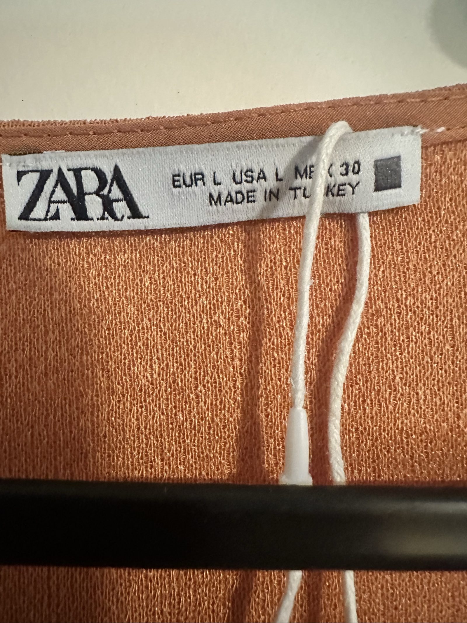 Zara Women's Rust Orange V-Neck Midi Dress Large Cotton Blend image 3