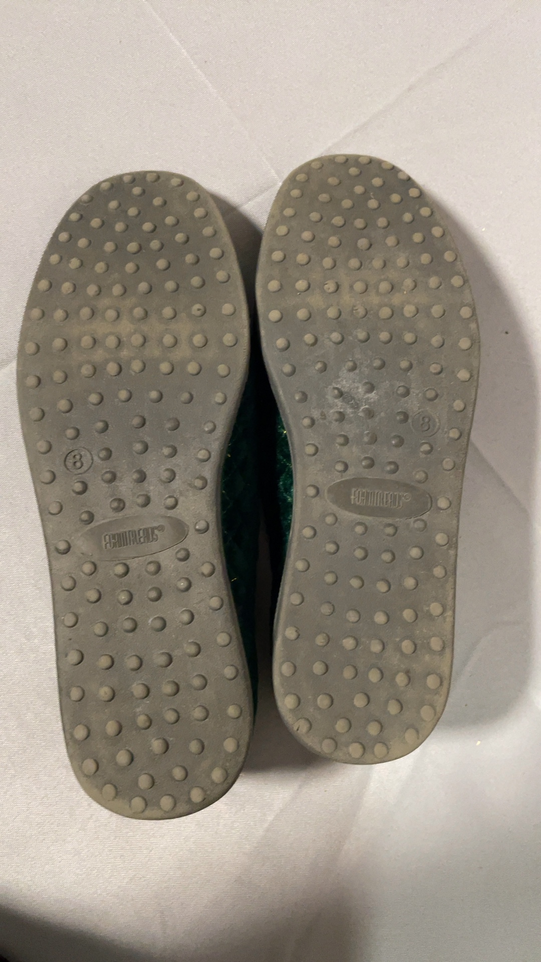 Vintage Foamtreads Green Velvet Quilted Slippers Women's Size 8 image 4
