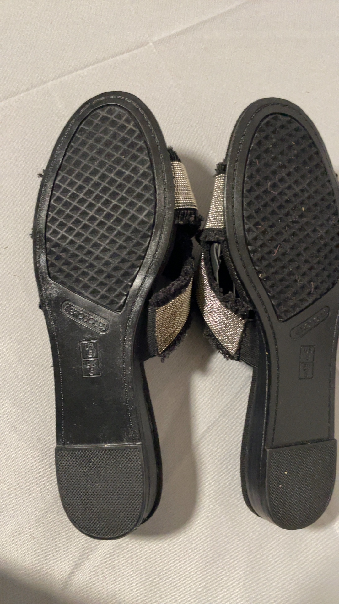 Aerosoles Black & Silver Fabric Upper Slide Sandals US 8M image 3