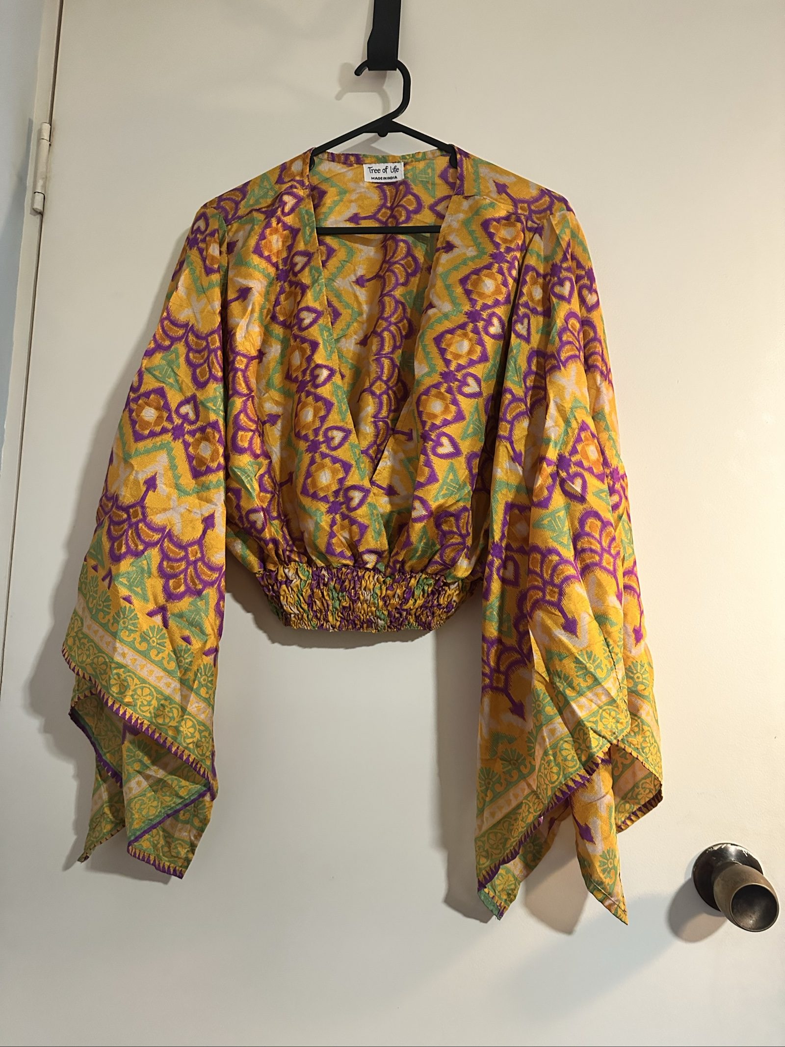 Tree of Life Yellow & Purple Boho Crop Top One Size