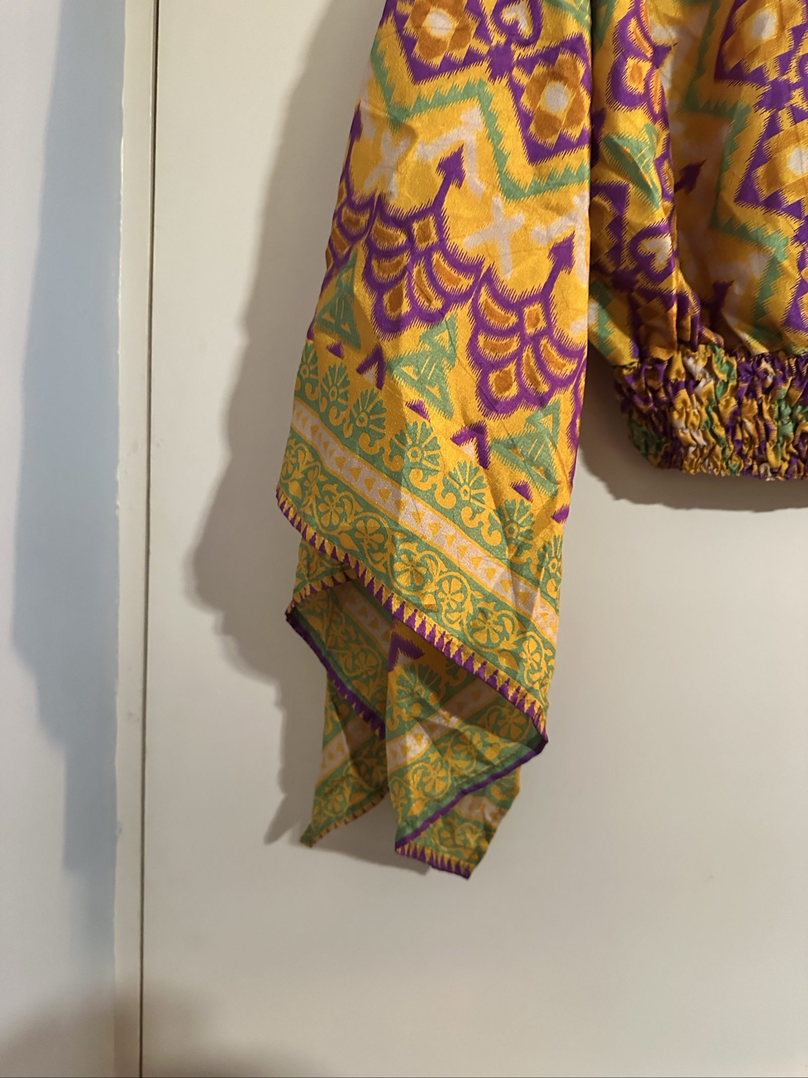 Tree of Life Yellow & Purple Boho Crop Top One Size image 3