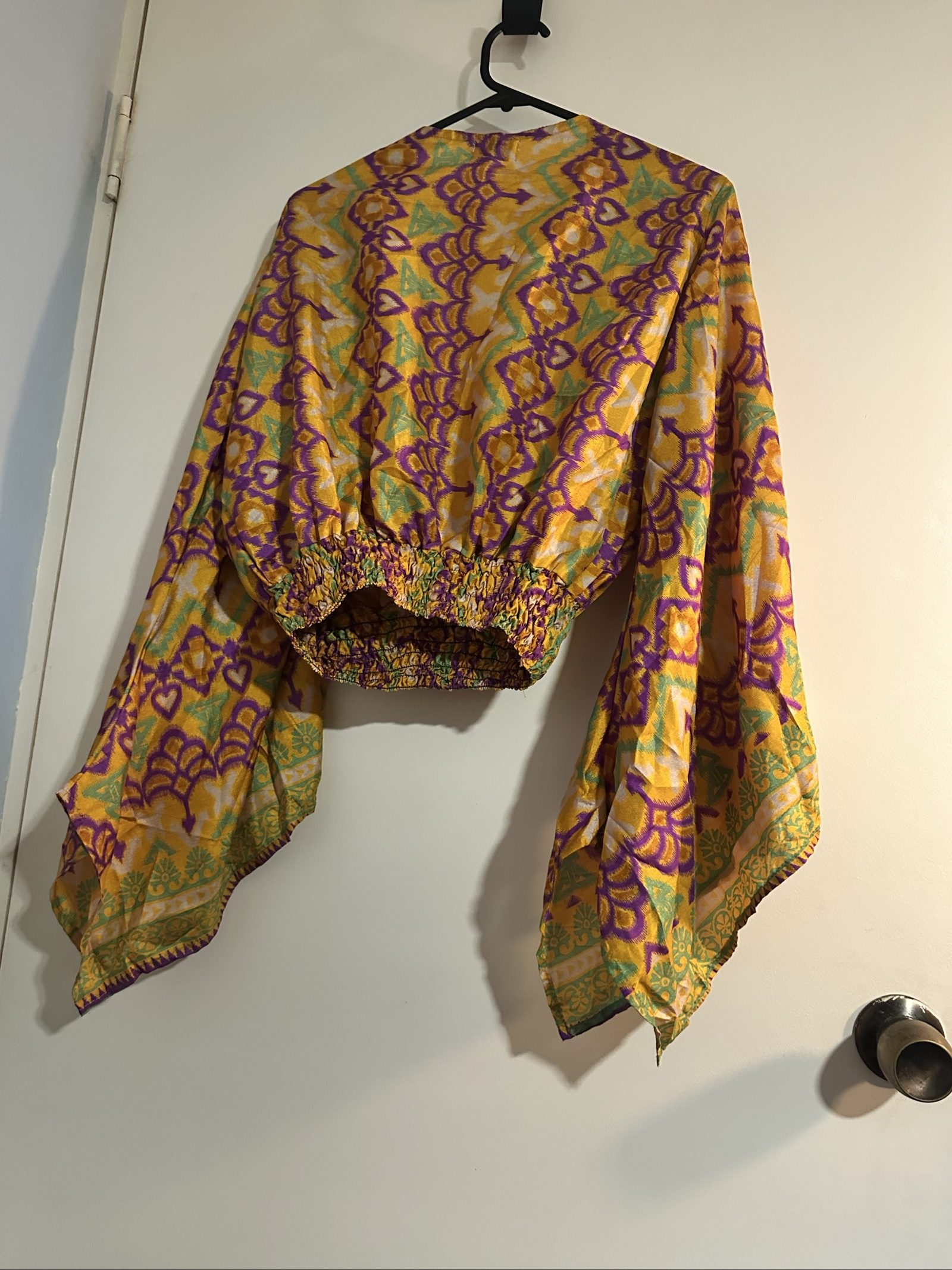 Tree of Life Yellow & Purple Boho Crop Top One Size image 4