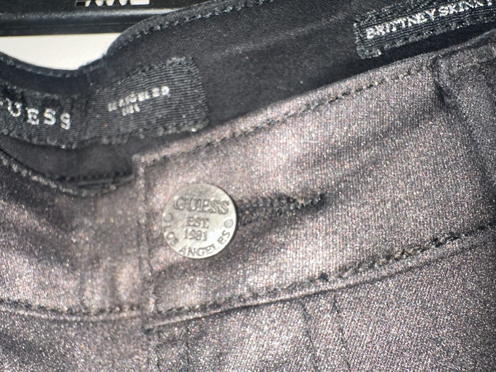 Guess Women's Black Britteny Skinny Jeans Size L with Shiny Finish image 4