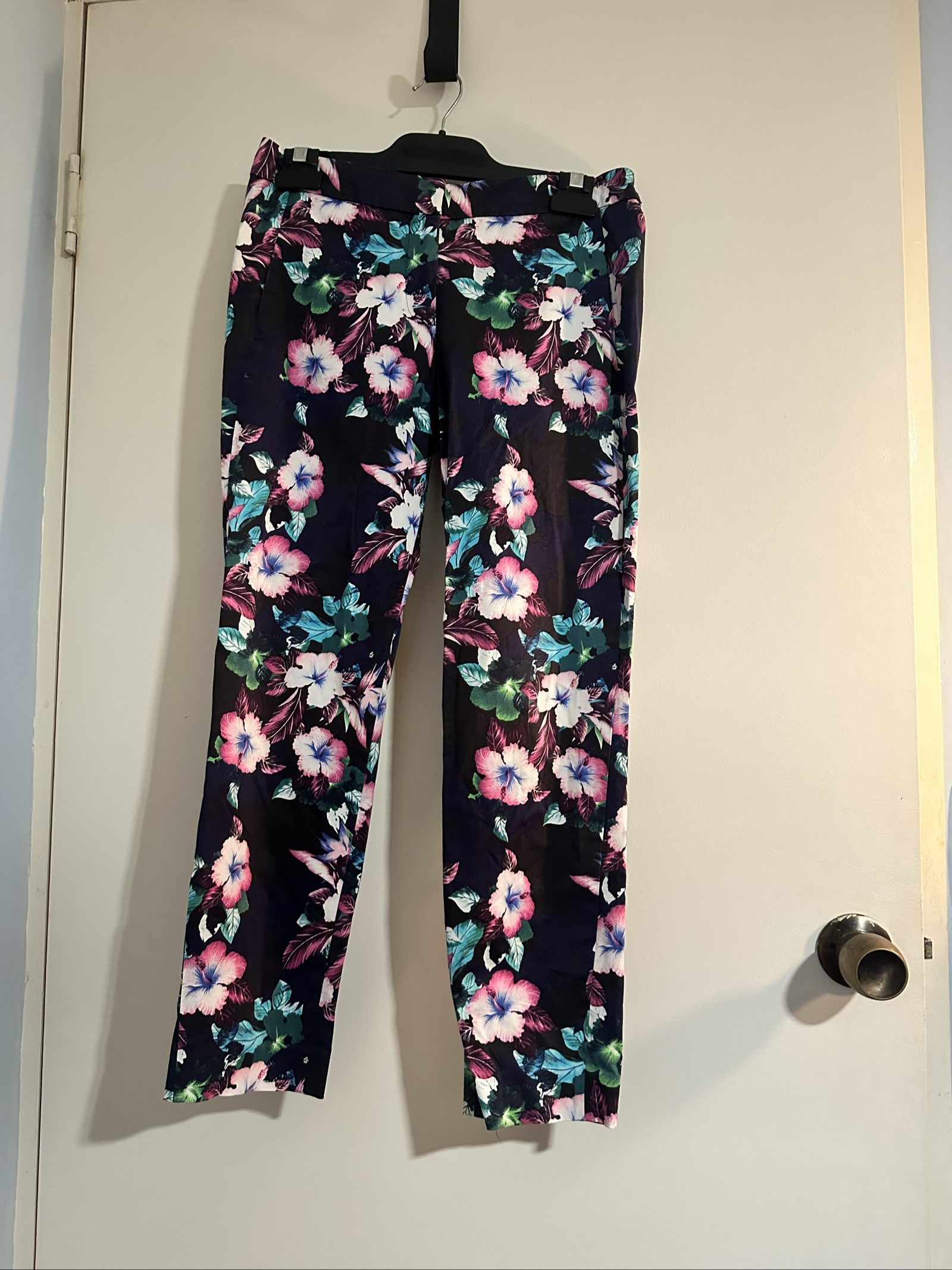 MARCS Women's Navy Floral Print Stretch Pants Size 8