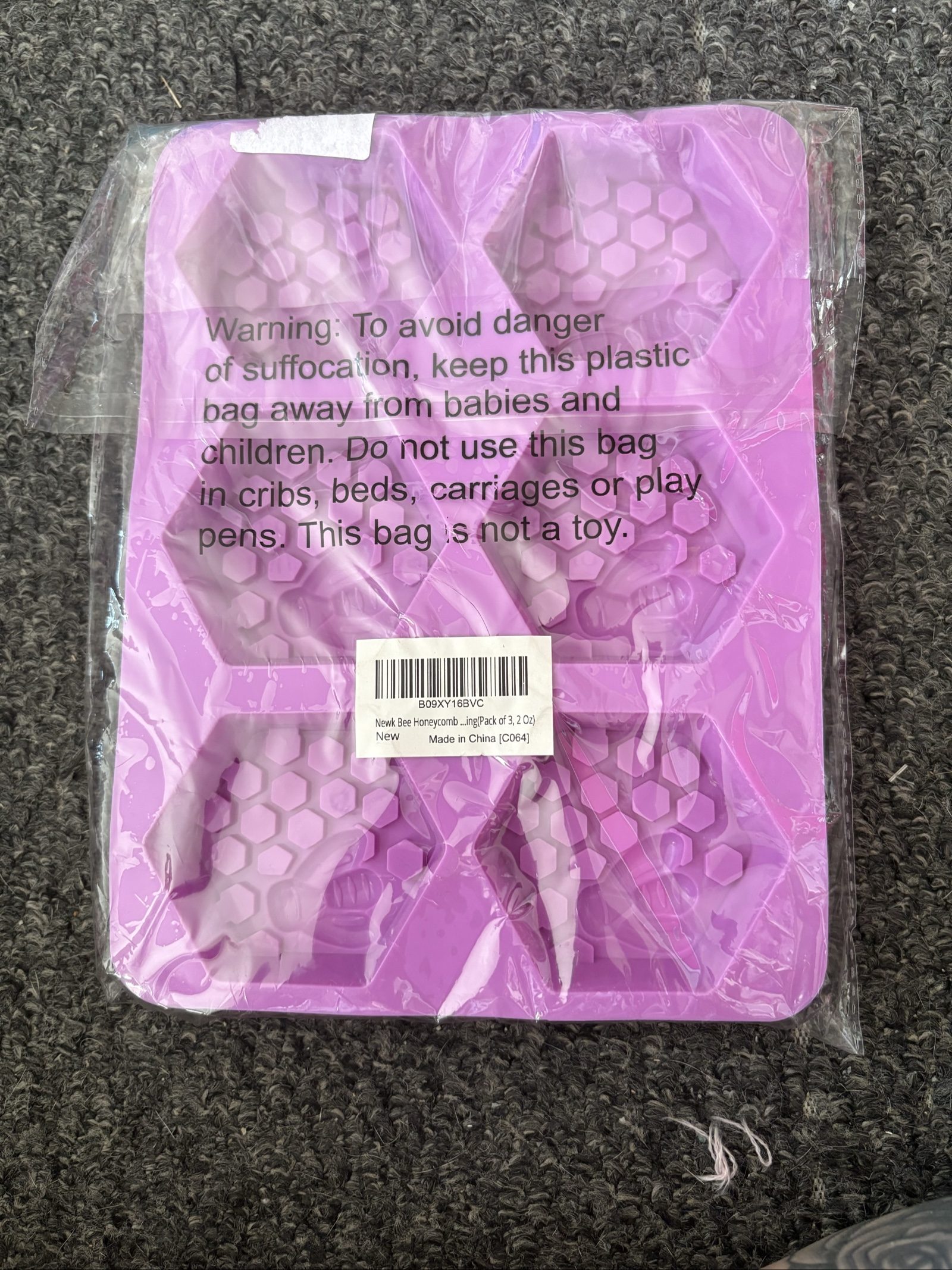 New Pink Silicone Honeycomb Ice Cube Tray Mold x3