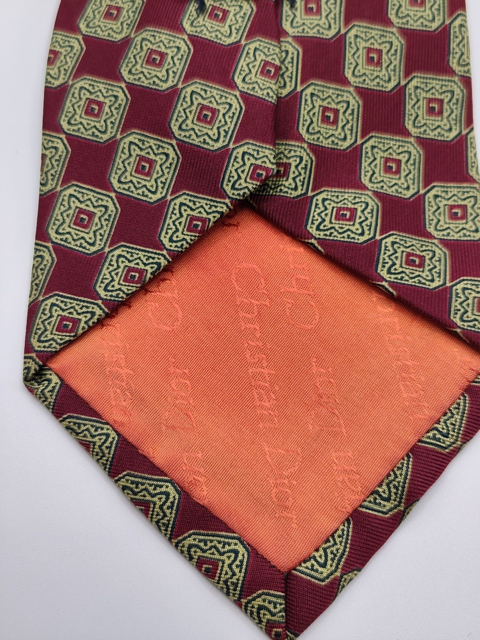 Christian Dior Monsieur Burgundy & Olive Geometric Silk Tie image 3