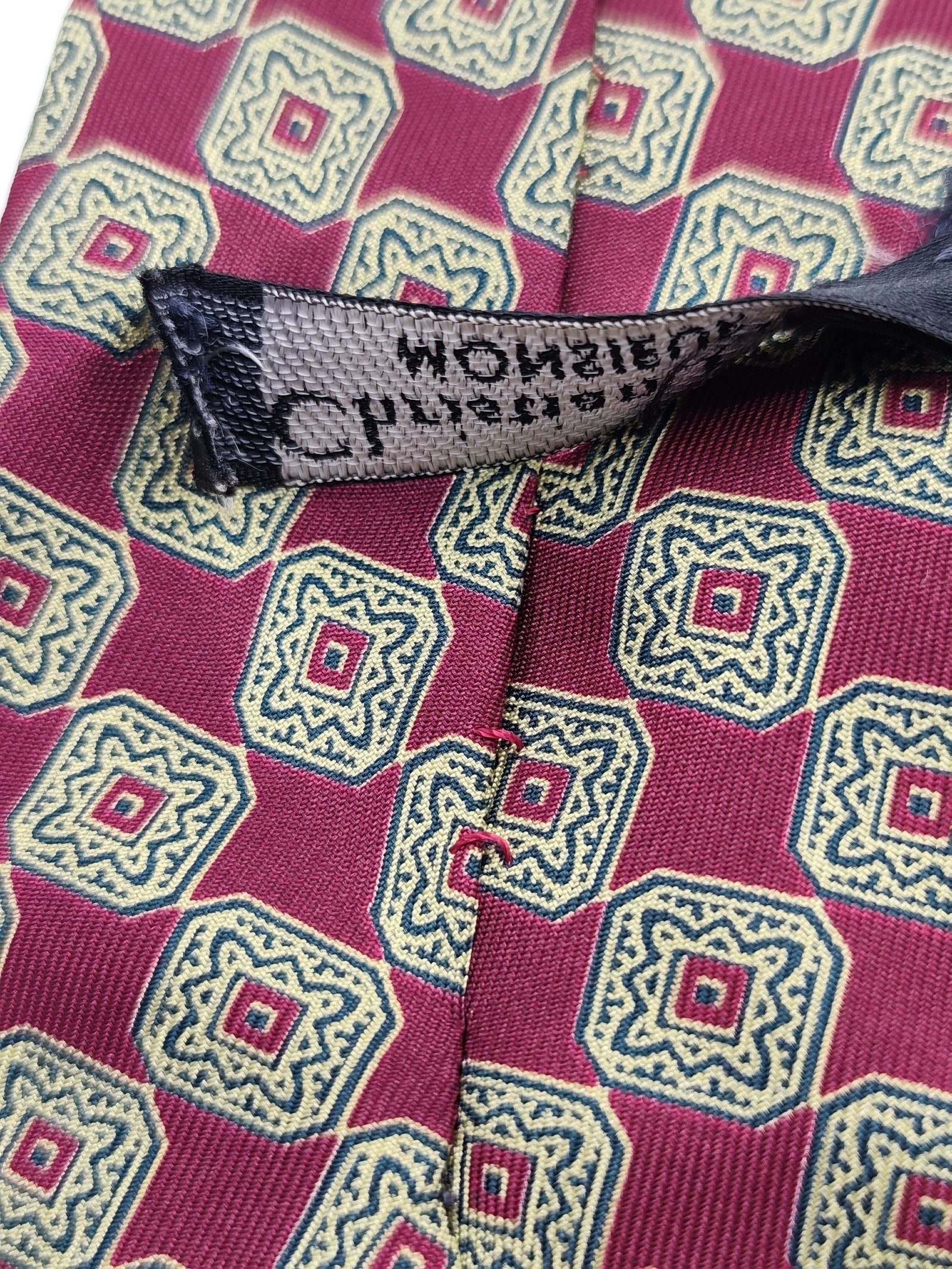Christian Dior Monsieur Burgundy & Olive Geometric Silk Tie image 4