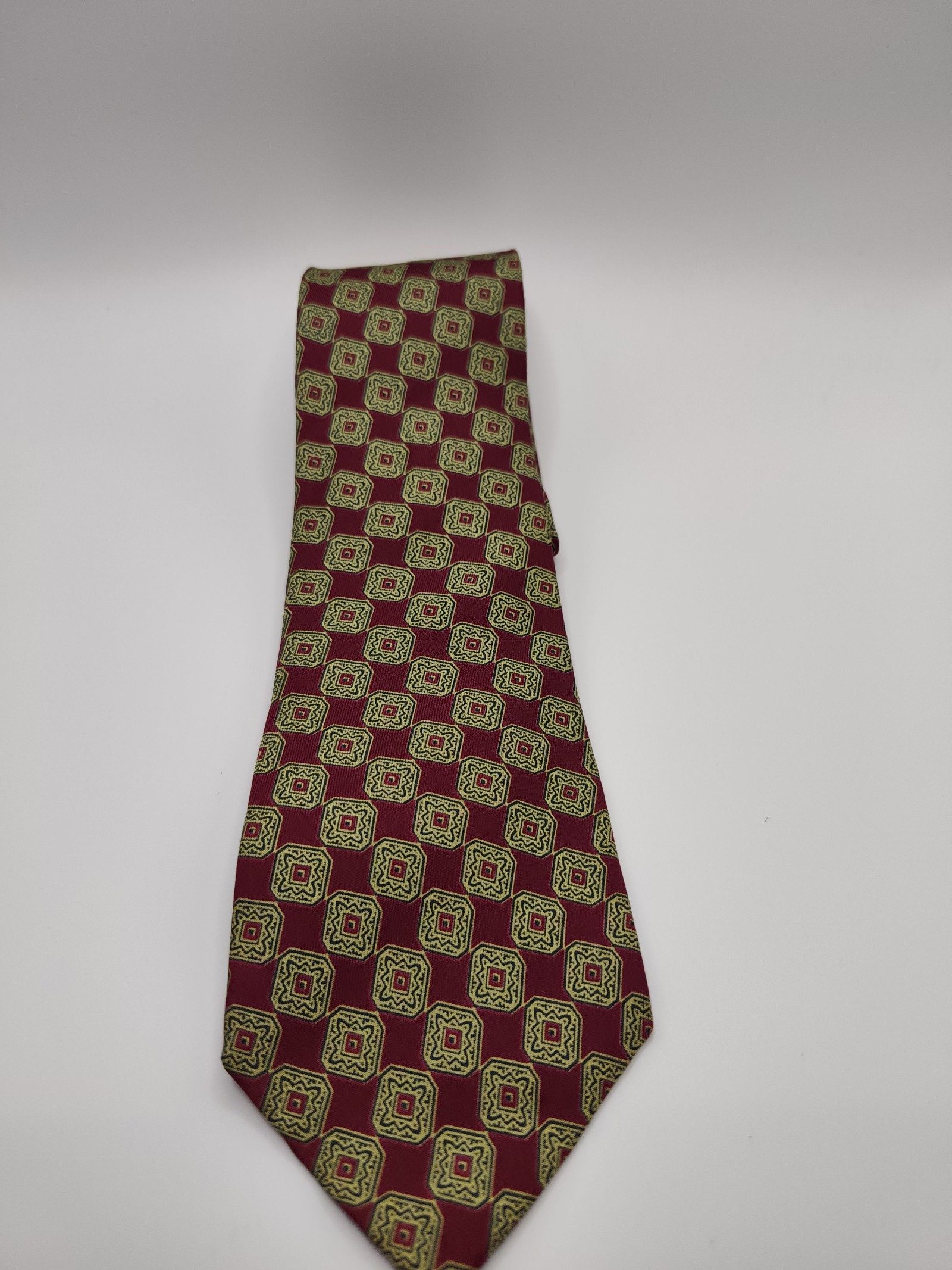 Christian Dior Monsieur Burgundy & Olive Geometric Silk Tie image 5