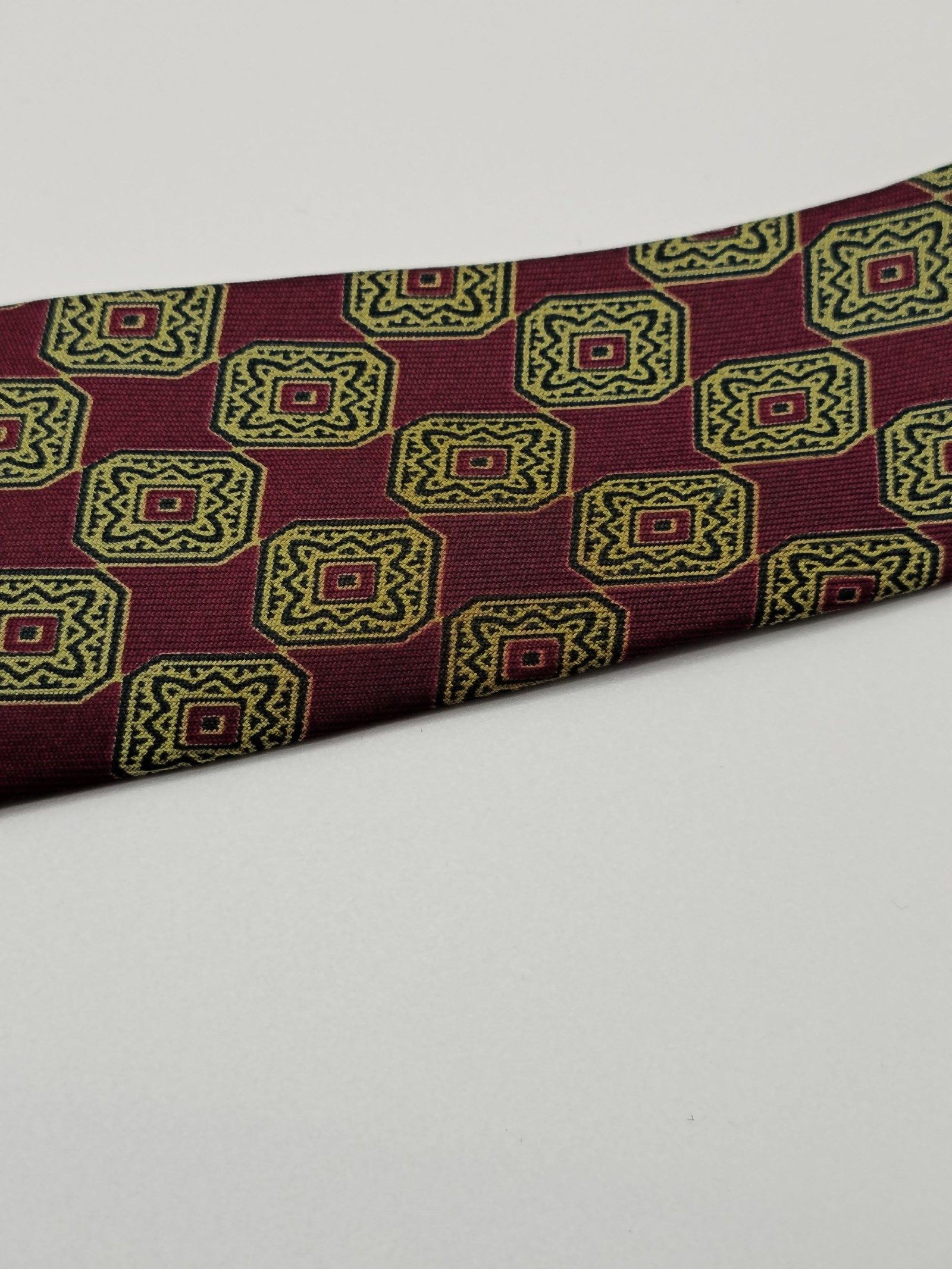 Christian Dior Monsieur Burgundy & Olive Geometric Silk Tie image 10