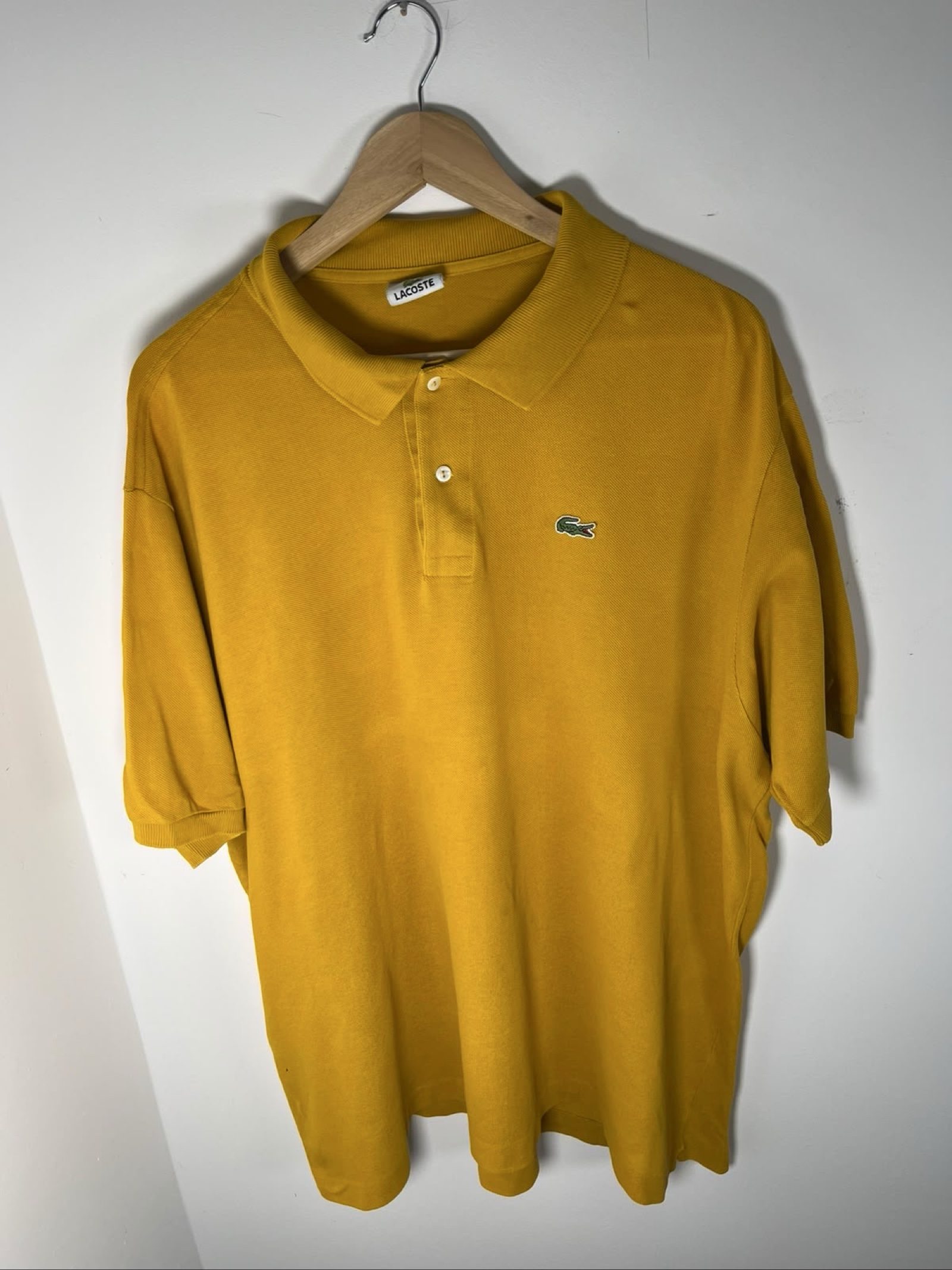 Lacoste Men's Mustard Yellow Cotton Polo Shirt Medium