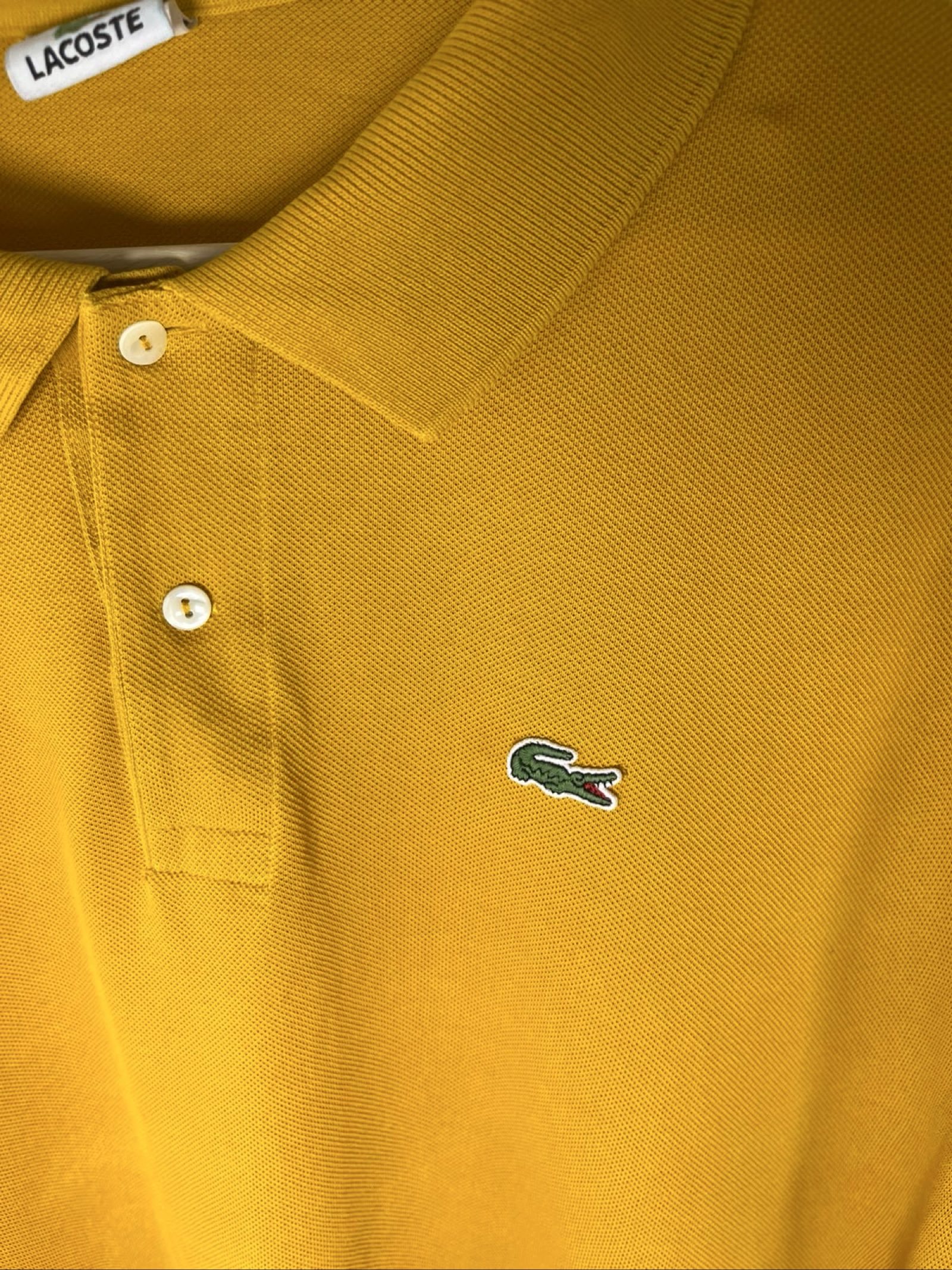 Lacoste Men's Mustard Yellow Cotton Polo Shirt Medium image 2