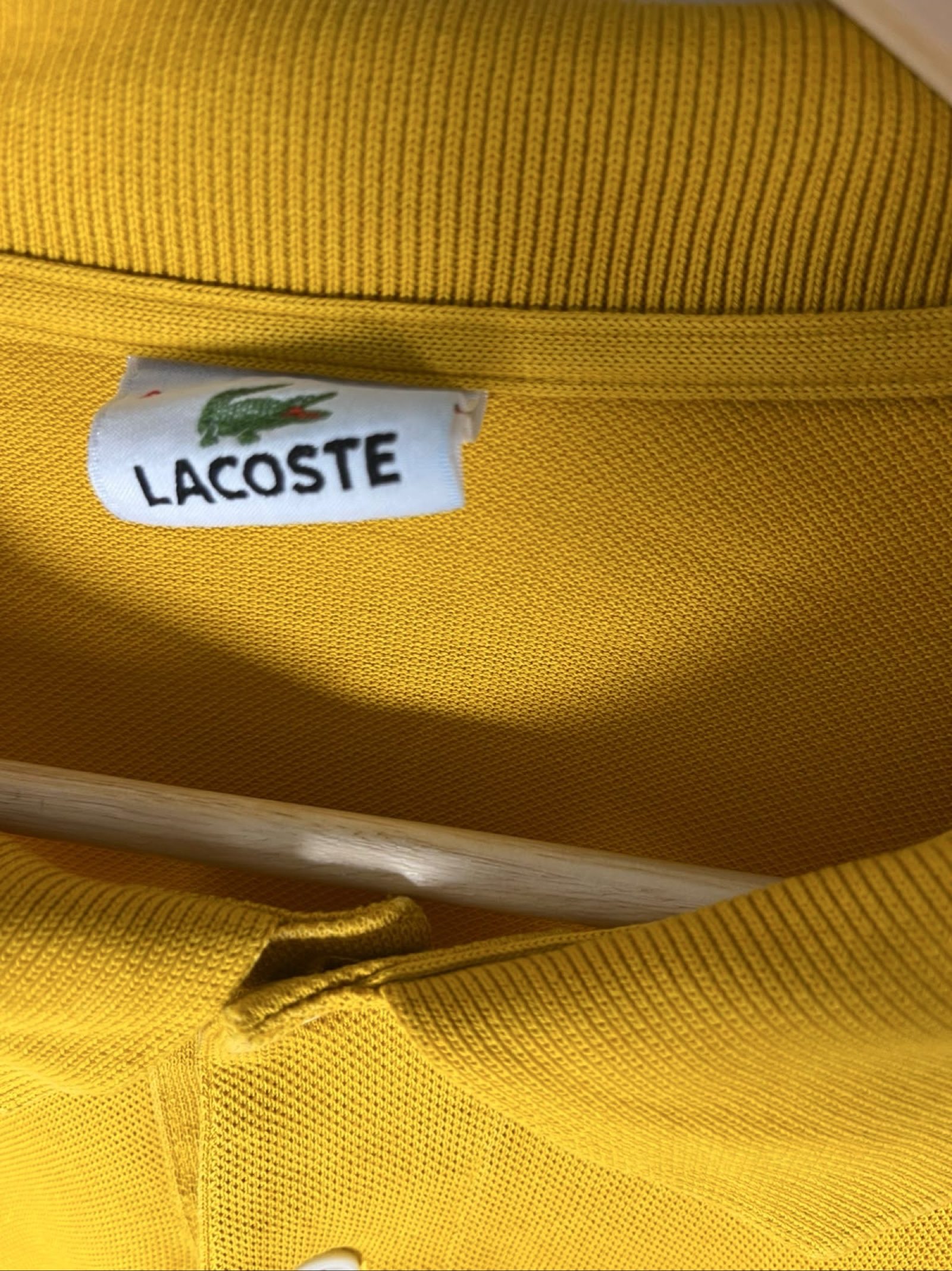 Lacoste Men's Mustard Yellow Cotton Polo Shirt Medium image 3