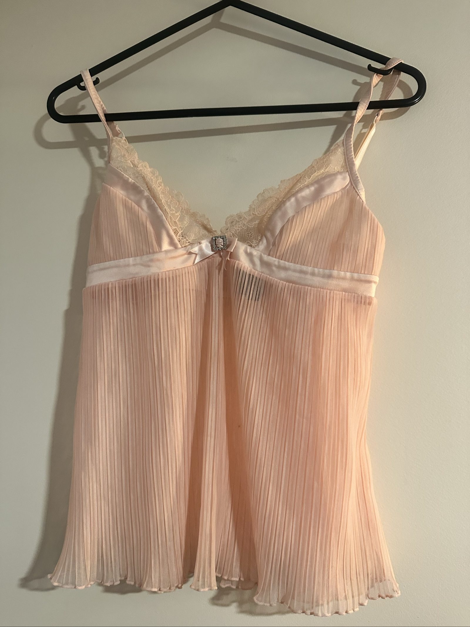 Honey Birdette Pink Pleated Lace Trim Camisole Top XS