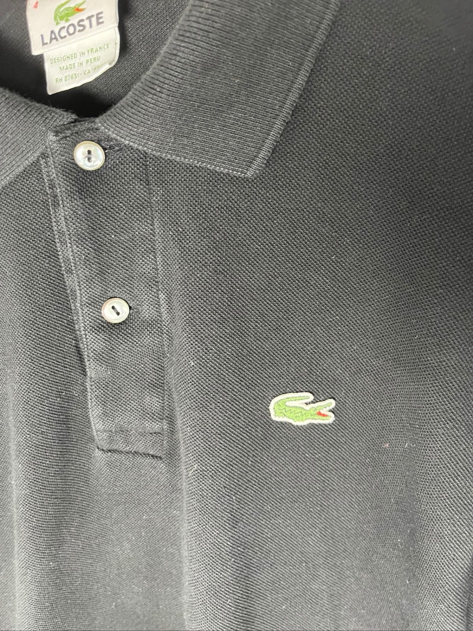 Lacoste Men's Black Long Sleeve Polo Shirt Size 4 Cotton image 2
