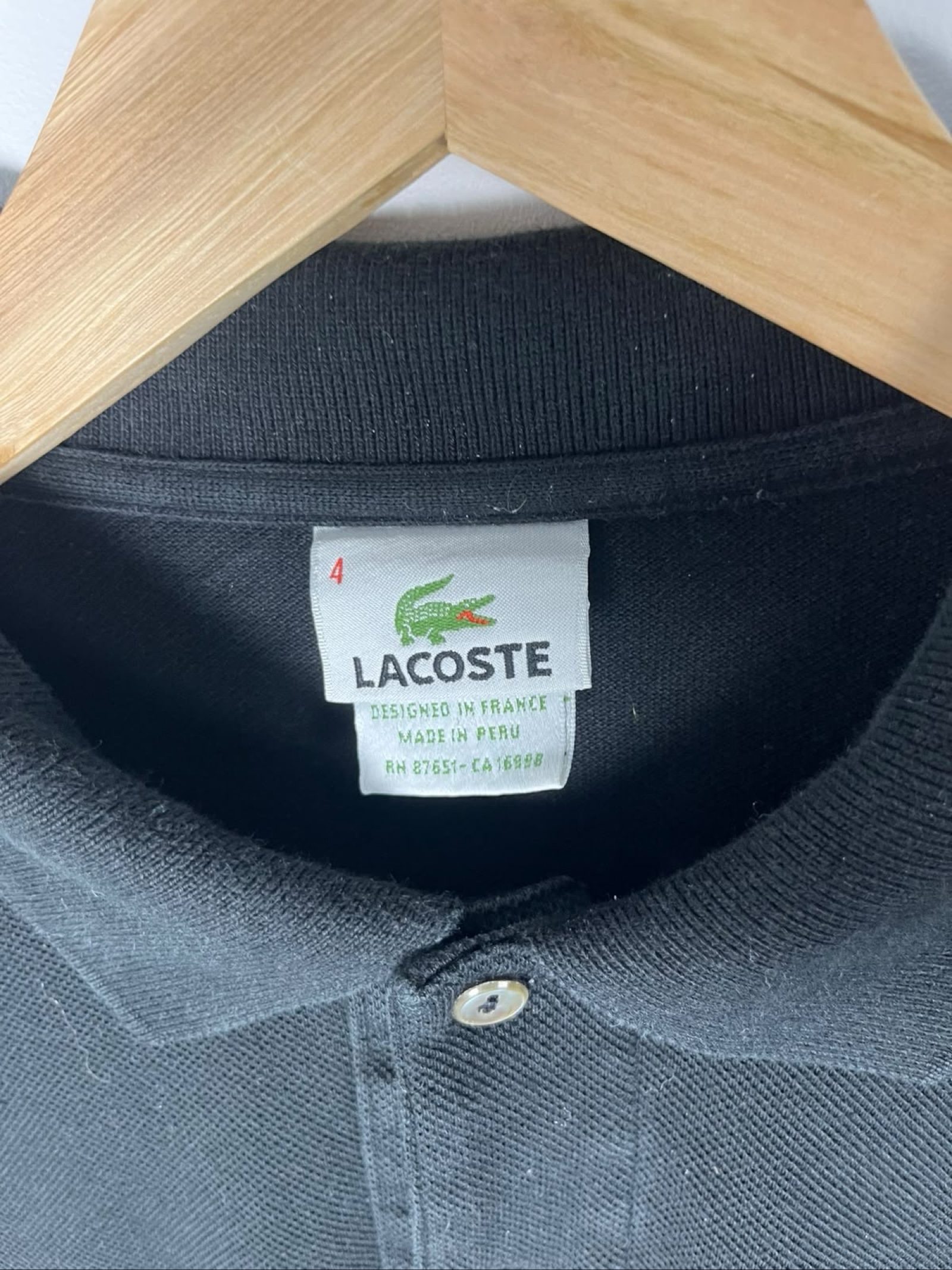Lacoste Men's Black Long Sleeve Polo Shirt Size 4 Cotton image 3