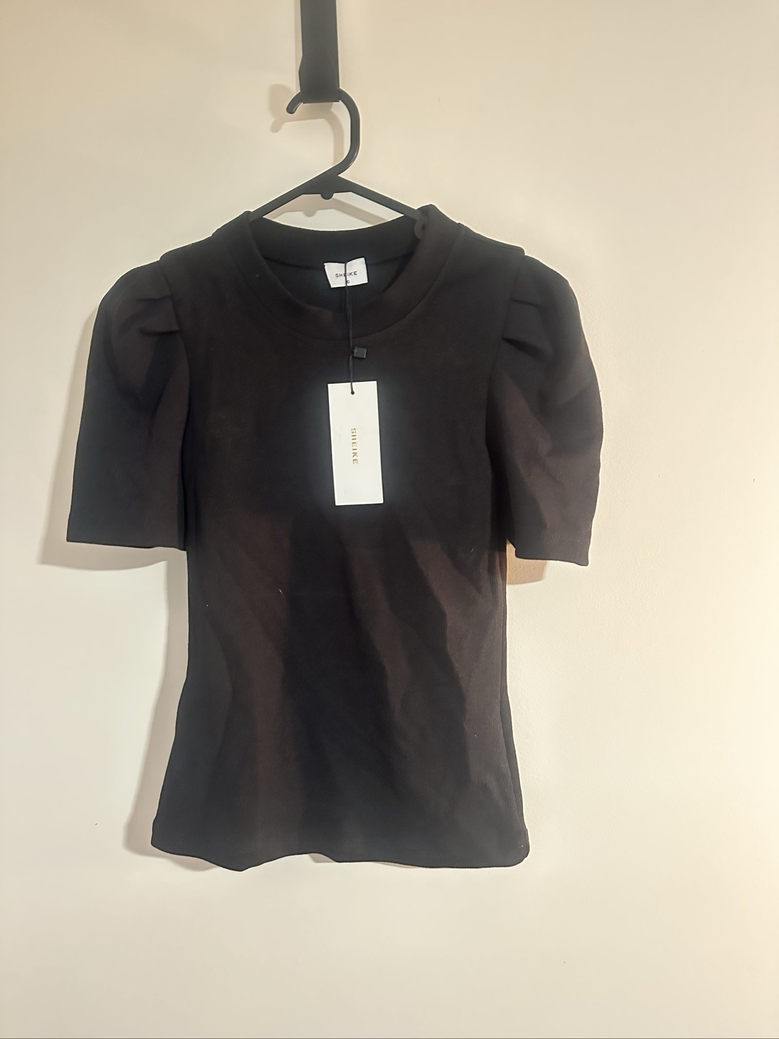 Sheike Black Puff Sleeve Knit Top Size 10