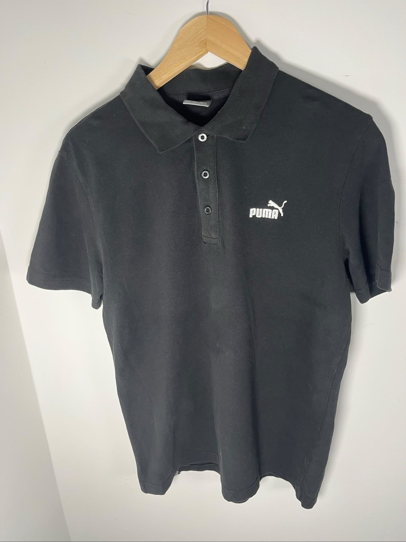 Puma Men's Black Cotton Polo Shirt Medium