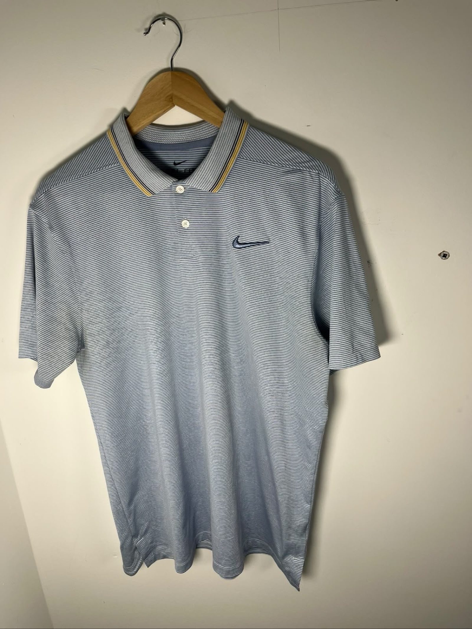 Nike Men's Blue & White Striped Dri-FIT Polo Medium image 2