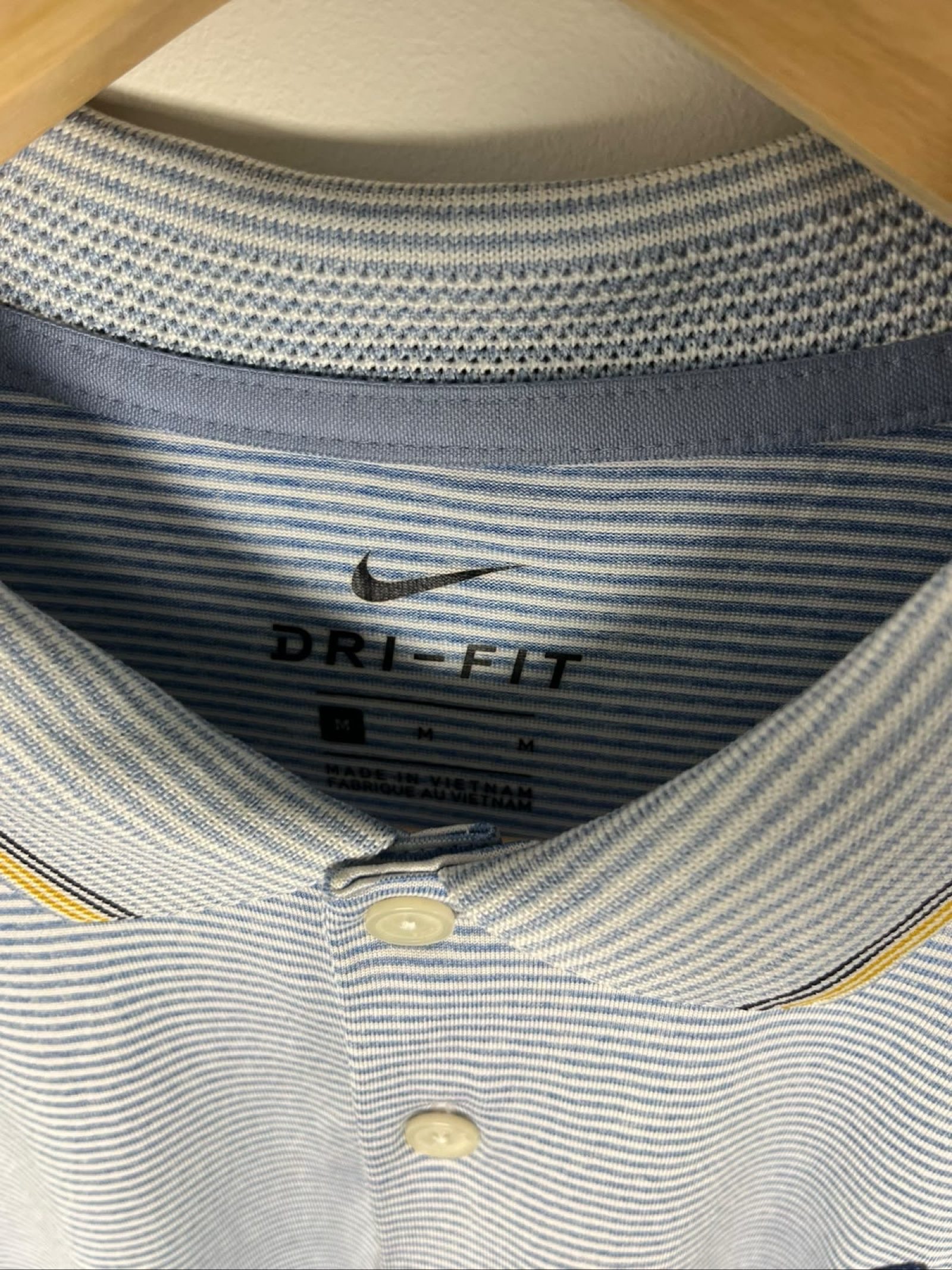 Nike Men's Blue & White Striped Dri-FIT Polo Medium image 3