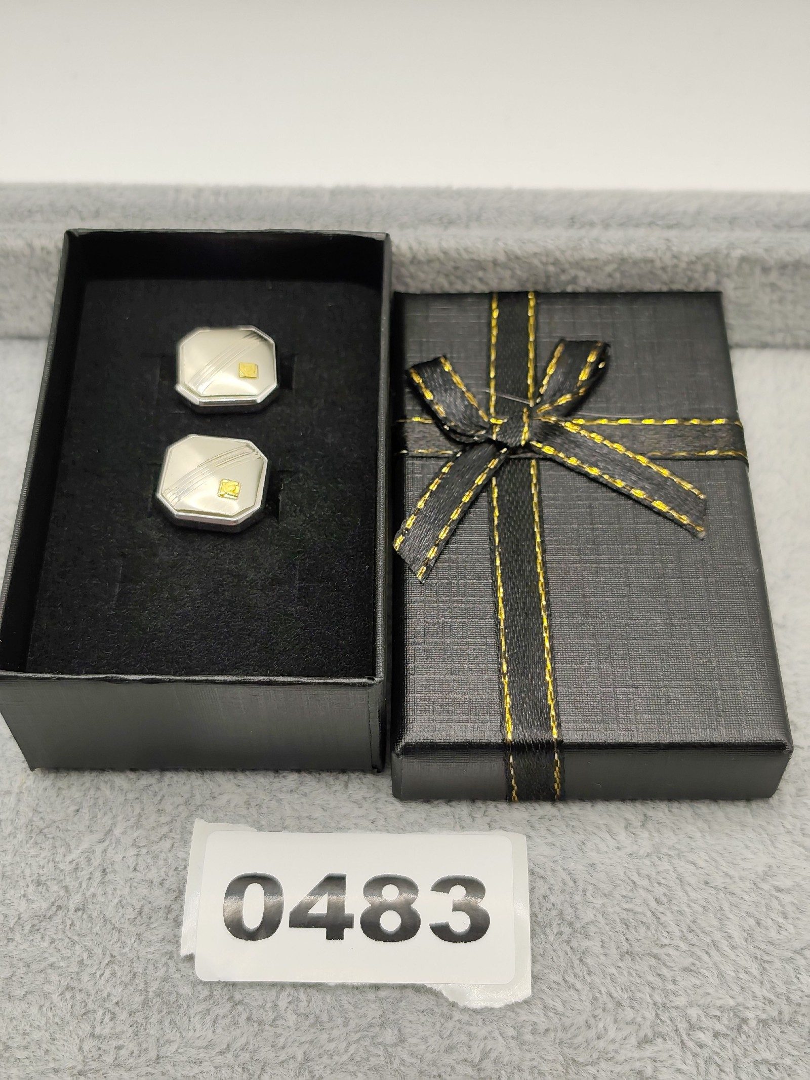 Silver & Gold Octagonal Cufflinks with Striped Detail