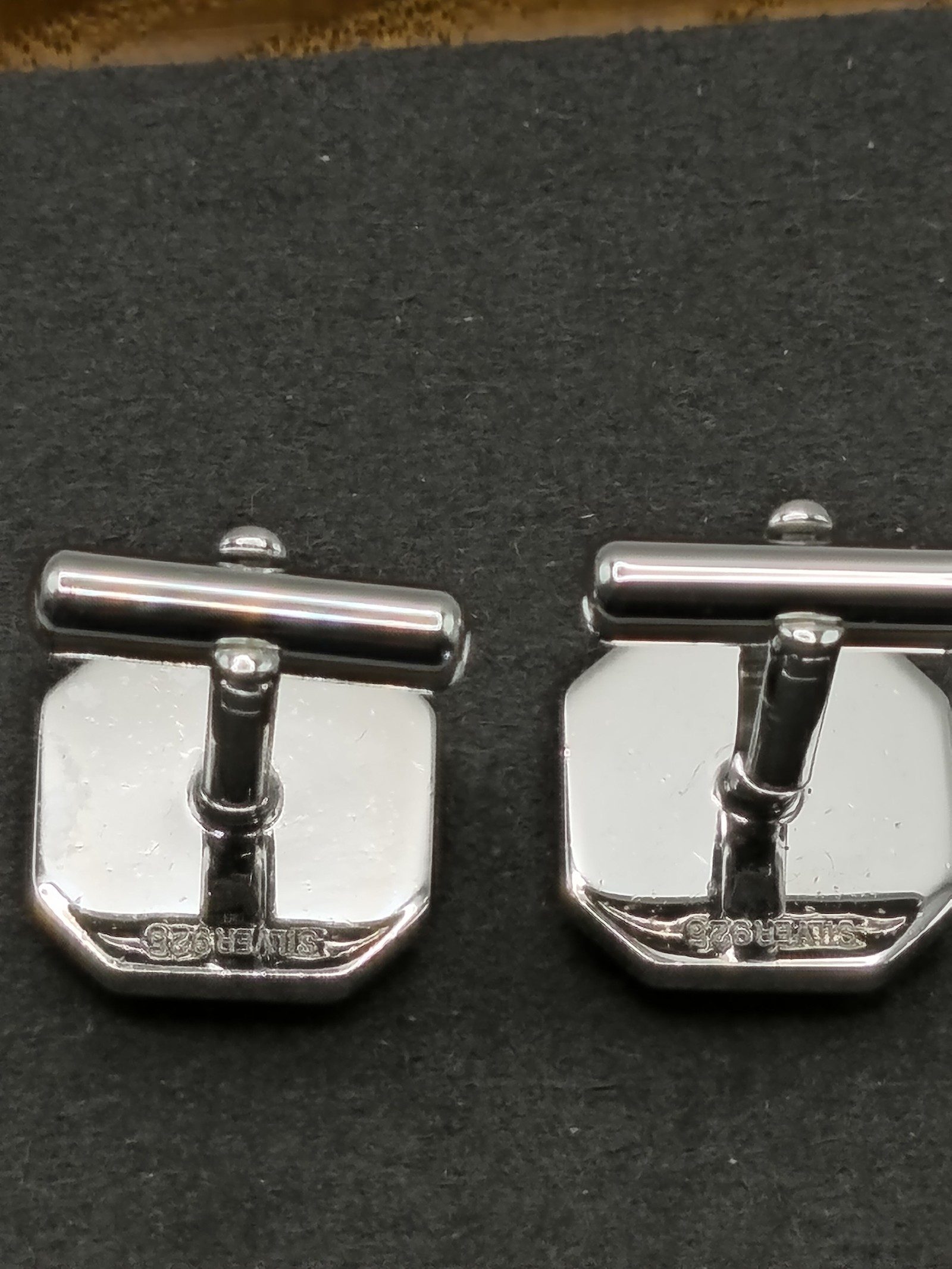 Silver & Gold Octagonal Cufflinks with Striped Detail image 7