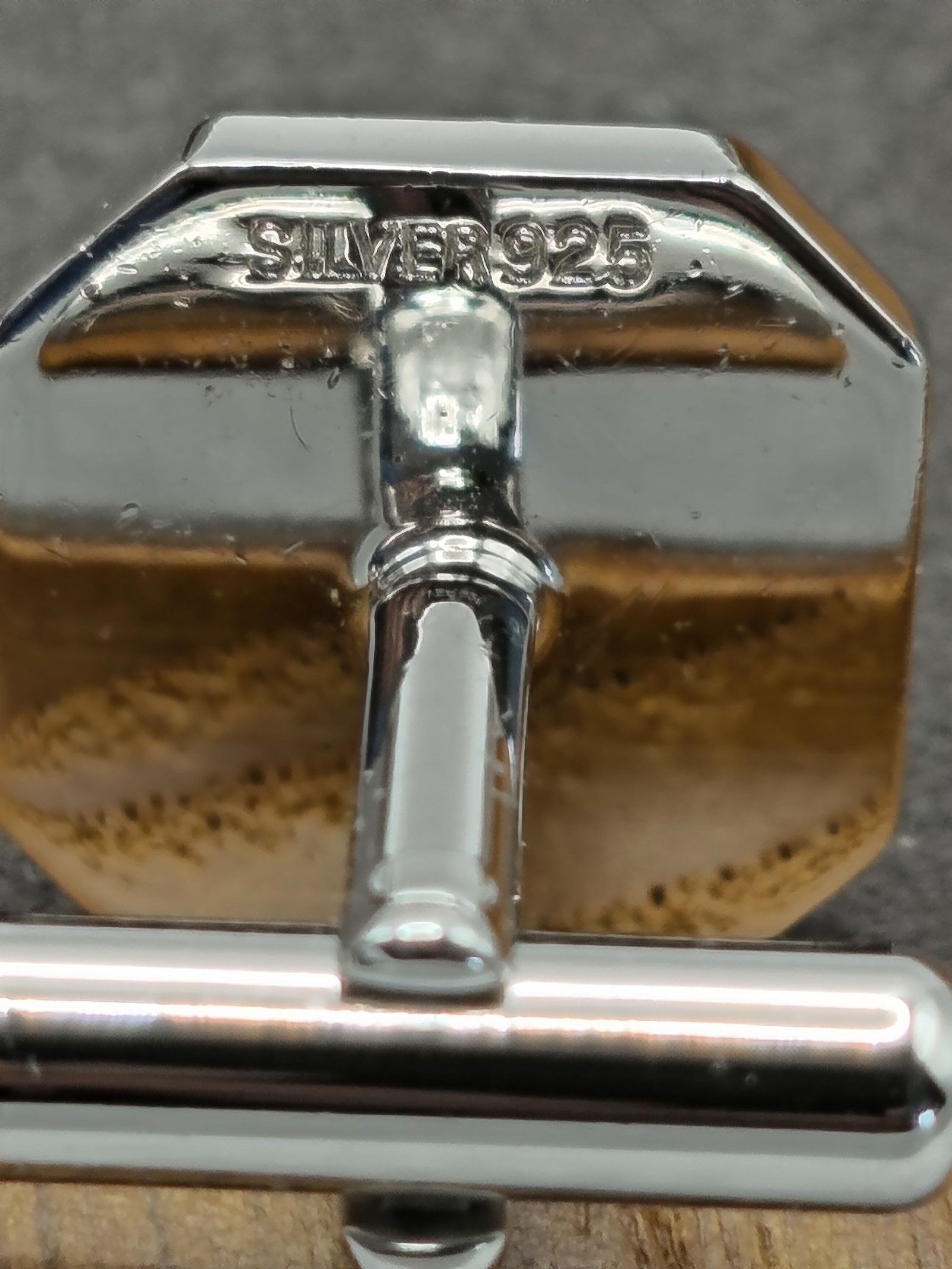Silver & Gold Octagonal Cufflinks with Striped Detail image 8