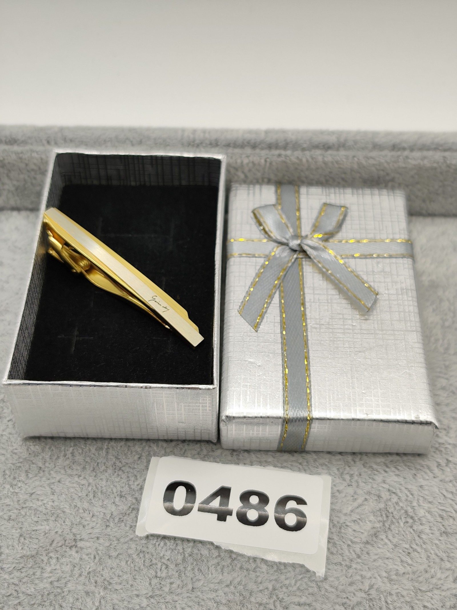 Givenchy Men Gold & Silver Tone Tie Clip Signature