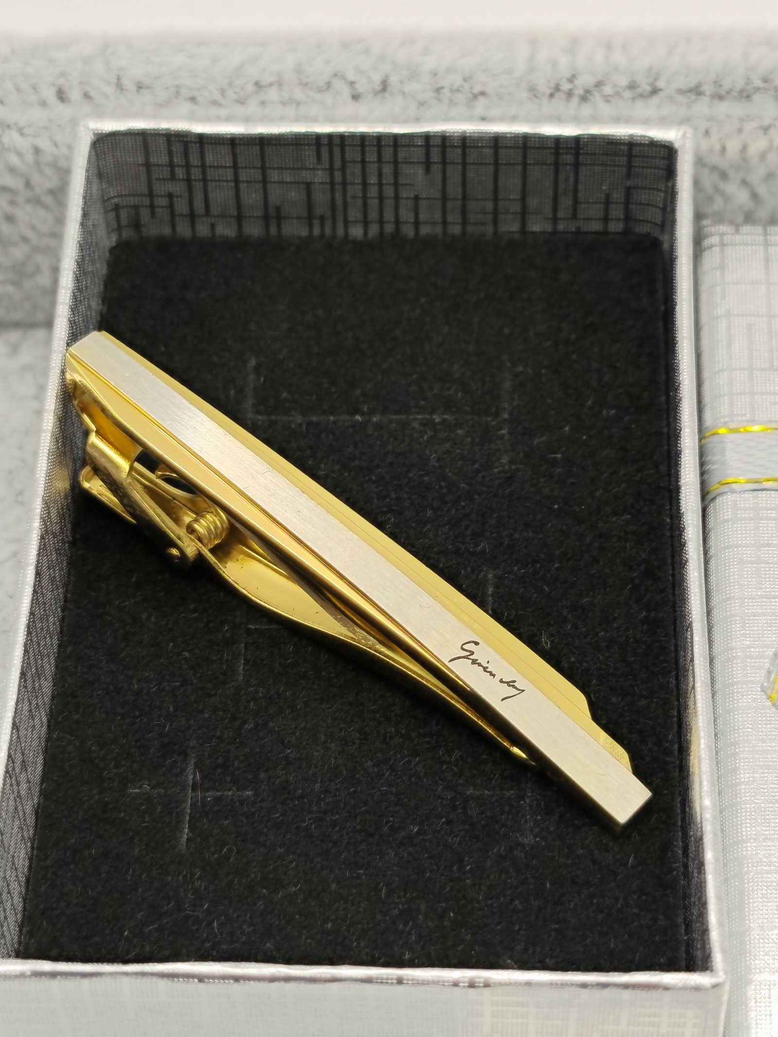 Givenchy Men Gold & Silver Tone Tie Clip Signature image 2