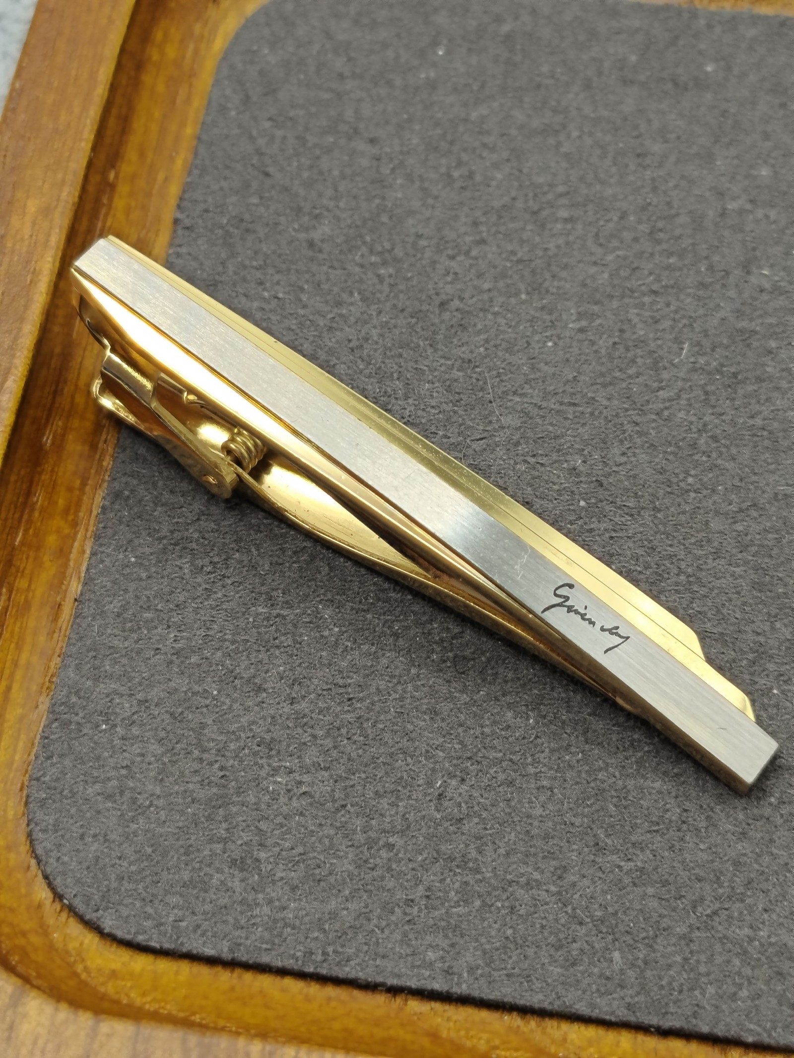 Givenchy Men Gold & Silver Tone Tie Clip Signature image 3