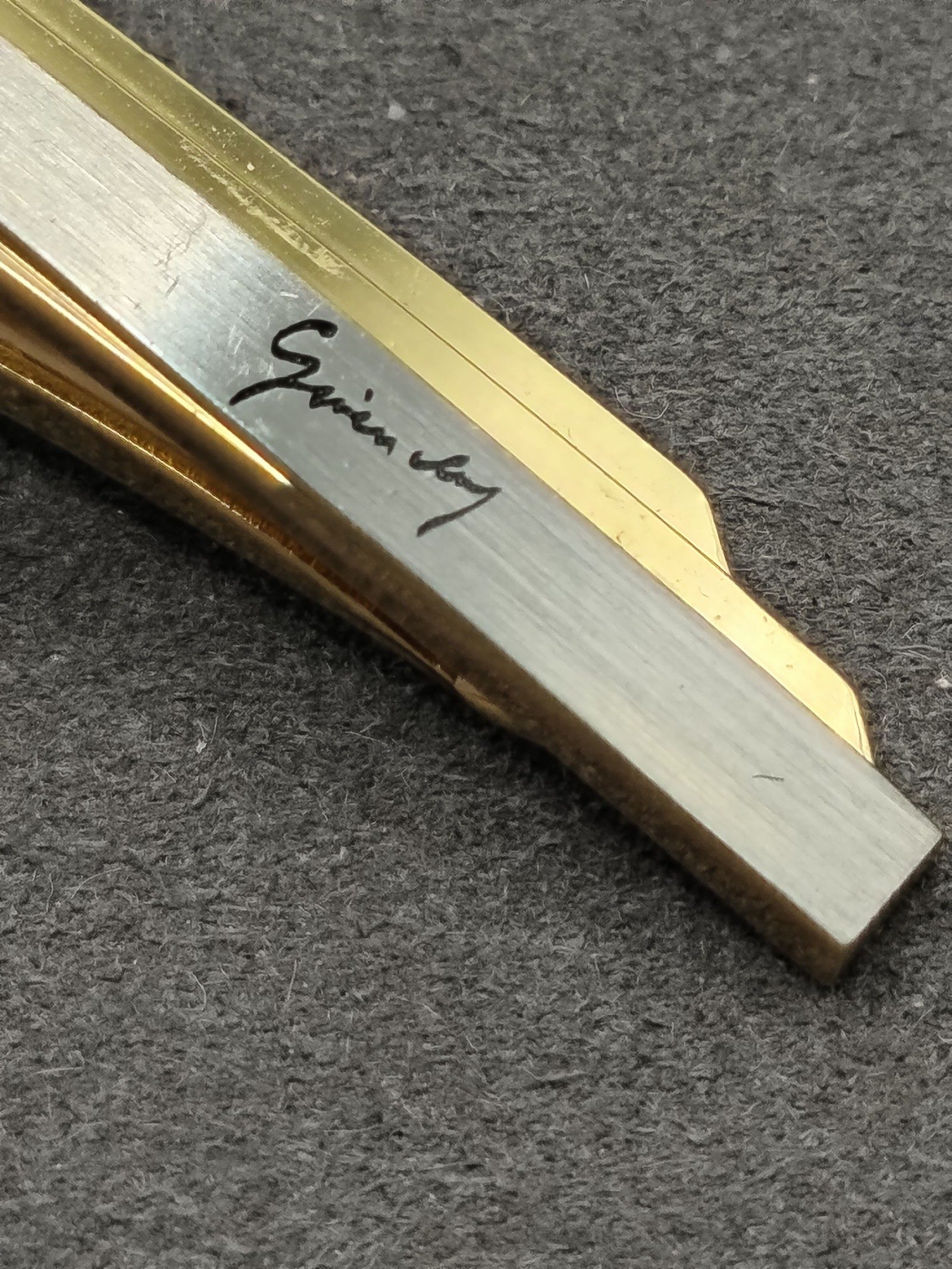 Givenchy Men Gold & Silver Tone Tie Clip Signature image 4