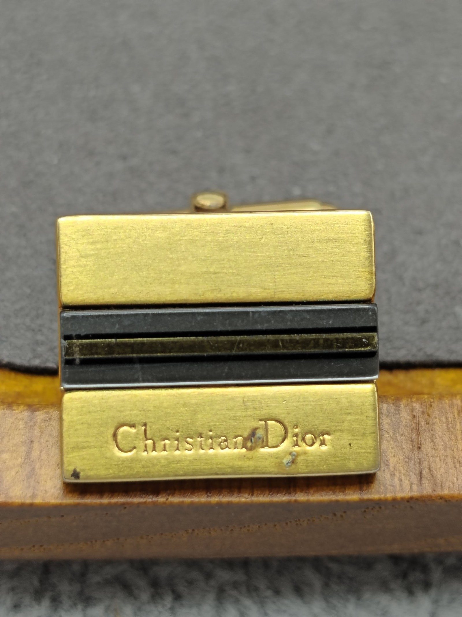 Christian Dior Gold & Silver Tone Striped Cufflinks Men's image 5