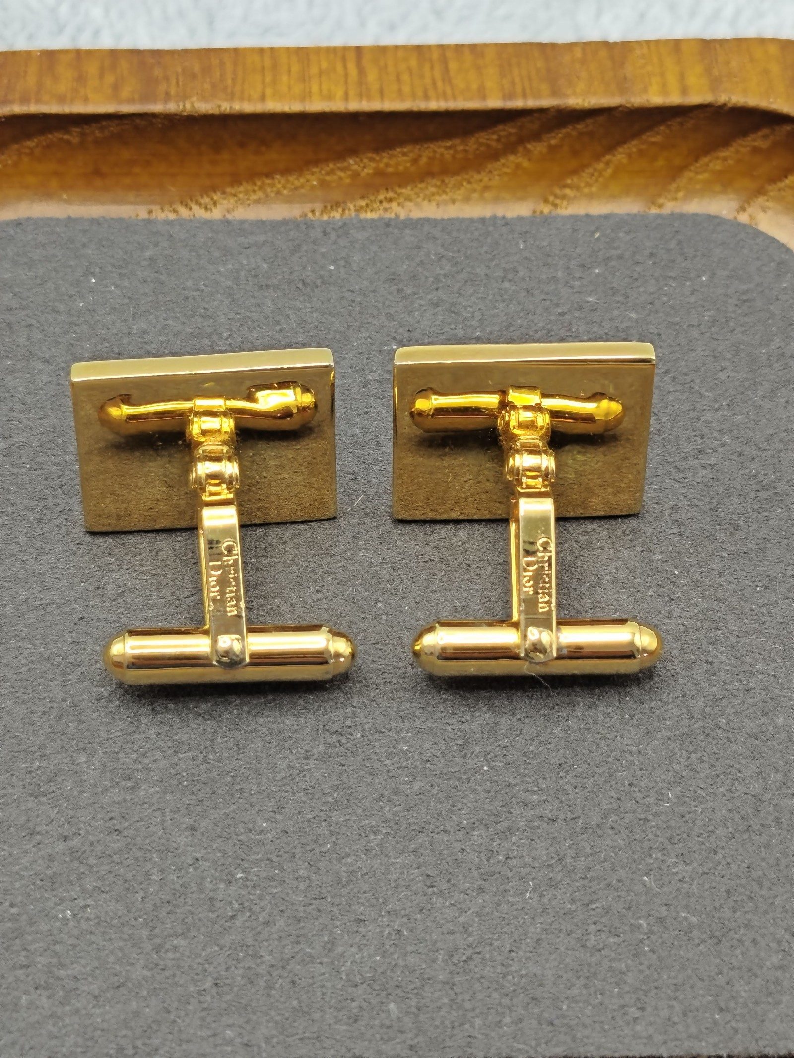 Christian Dior Gold & Silver Tone Striped Cufflinks Men's image 6